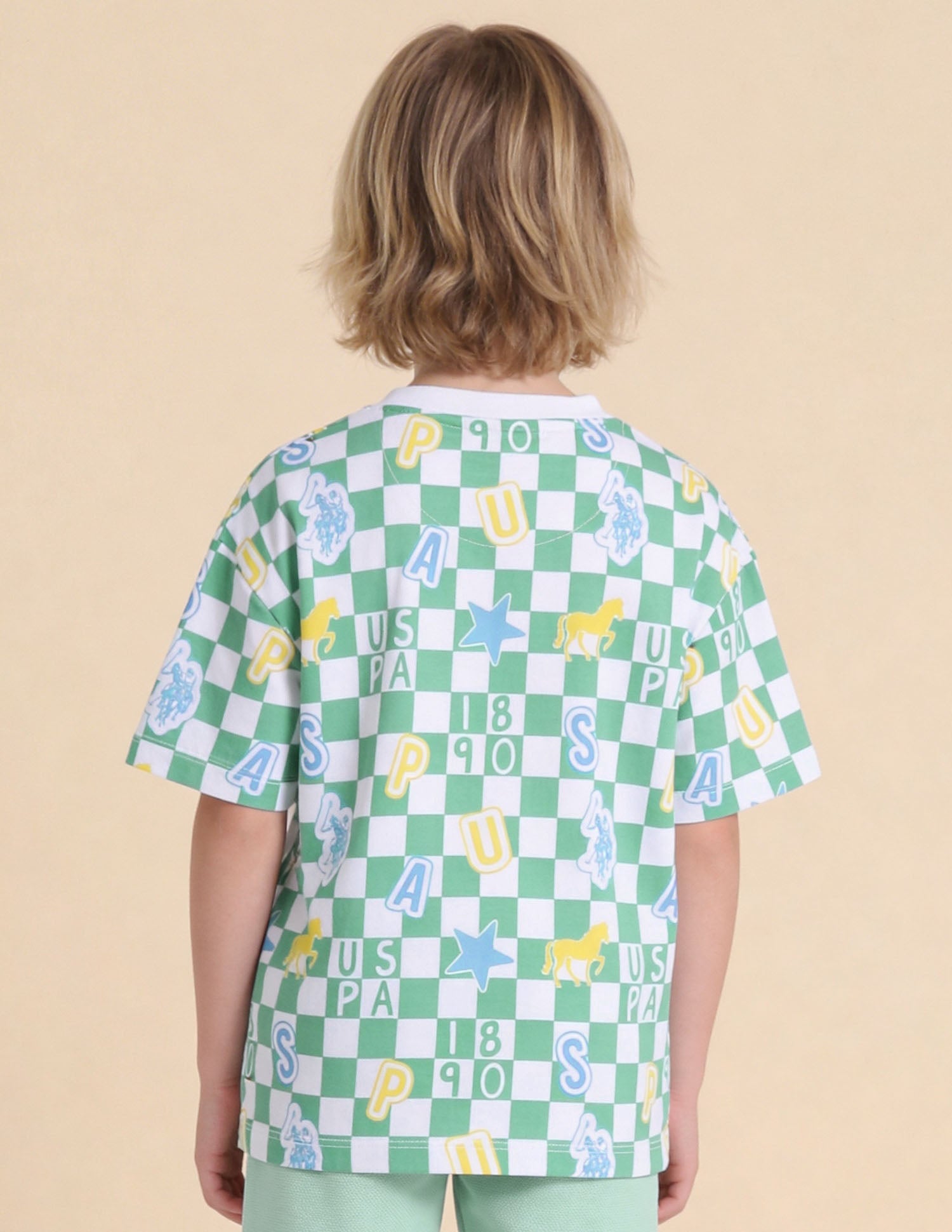 Checked Brand Printed Oversized Fit T-Shirt Green - U.S. Polo Assn. India | Large