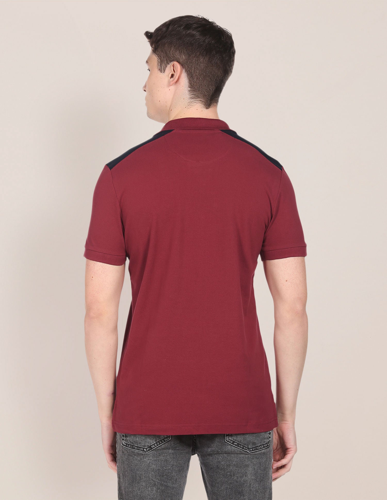 Colour Block Cotton Polo Shirt Maroon - U.S. POLO ASSN. | Large