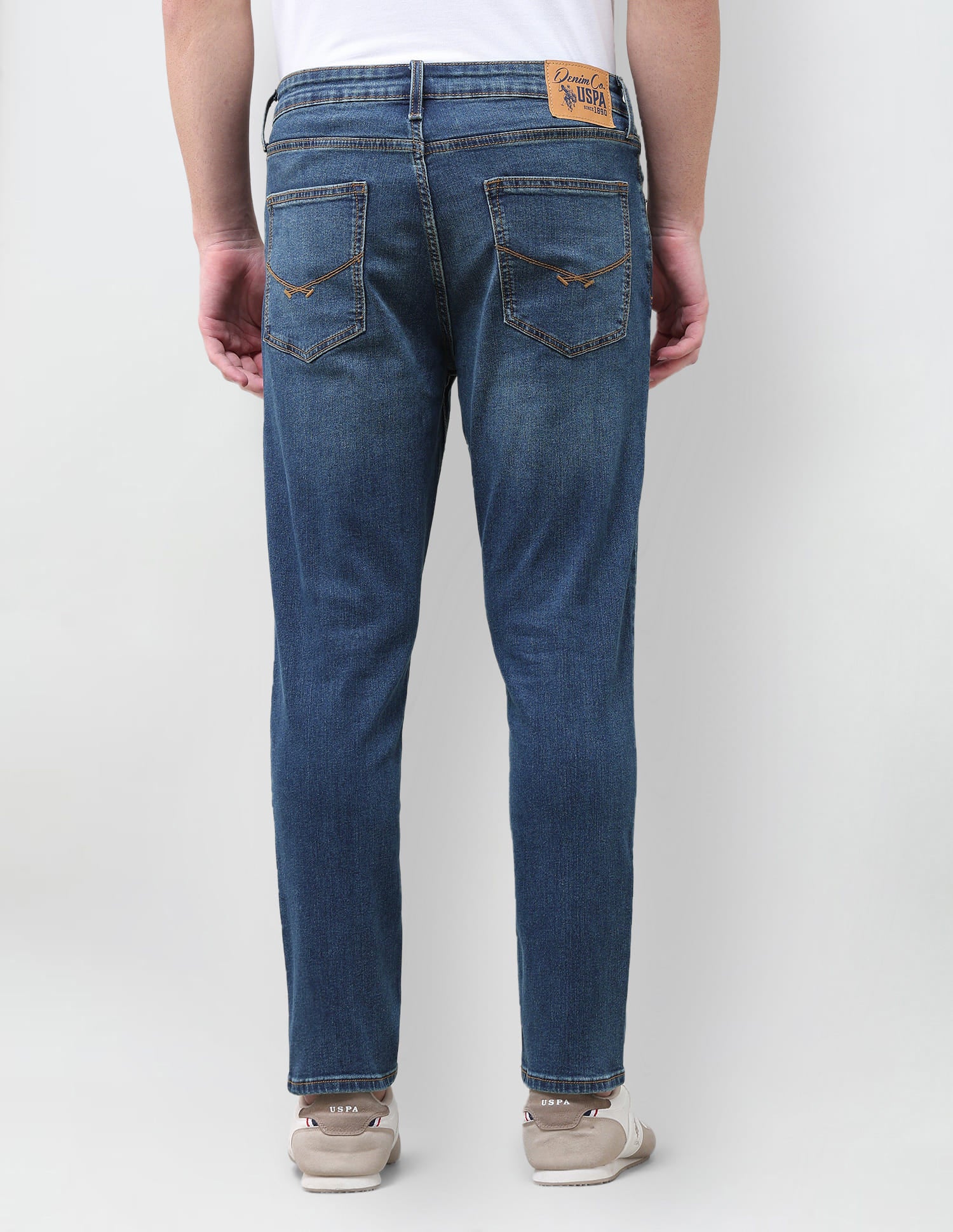 Solid Slim Tapered Fit Jeans Blue - U.S. Polo Assn. India | Large