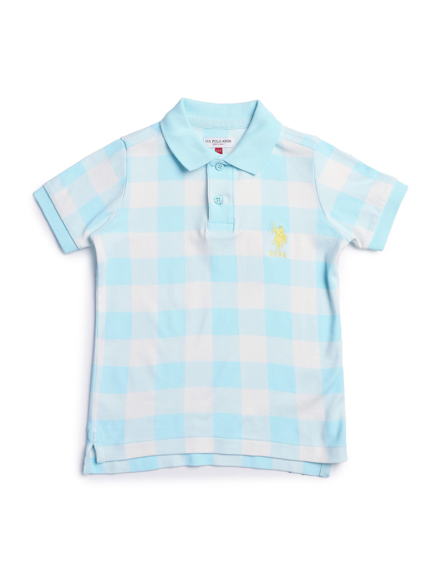 Boys Checked Regular Fit Polo Shirt Light Blue - U.S. POLO ASSN. | Large