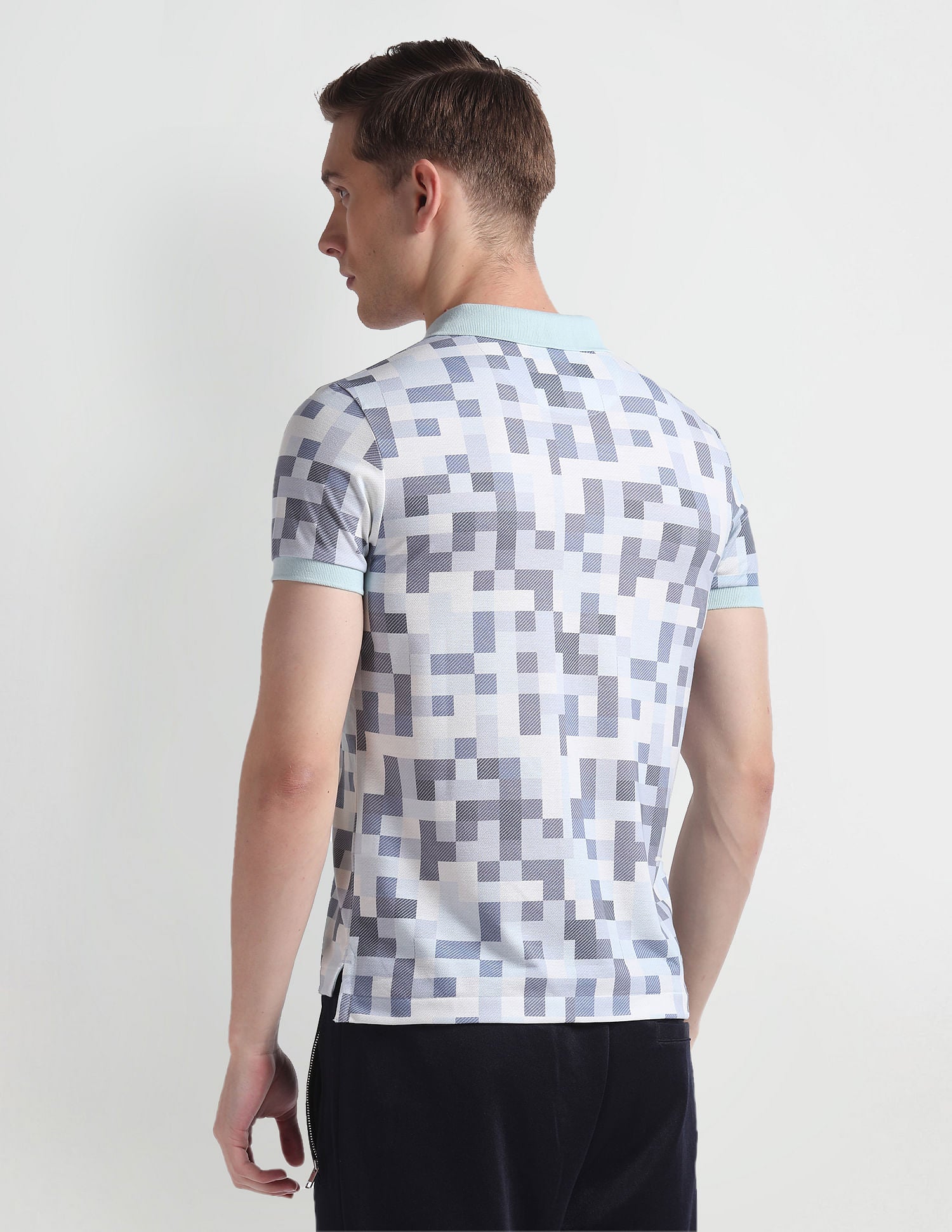 Geometric Print Cotton Polo Shirt Blue - U.S. Polo Assn. India | Large