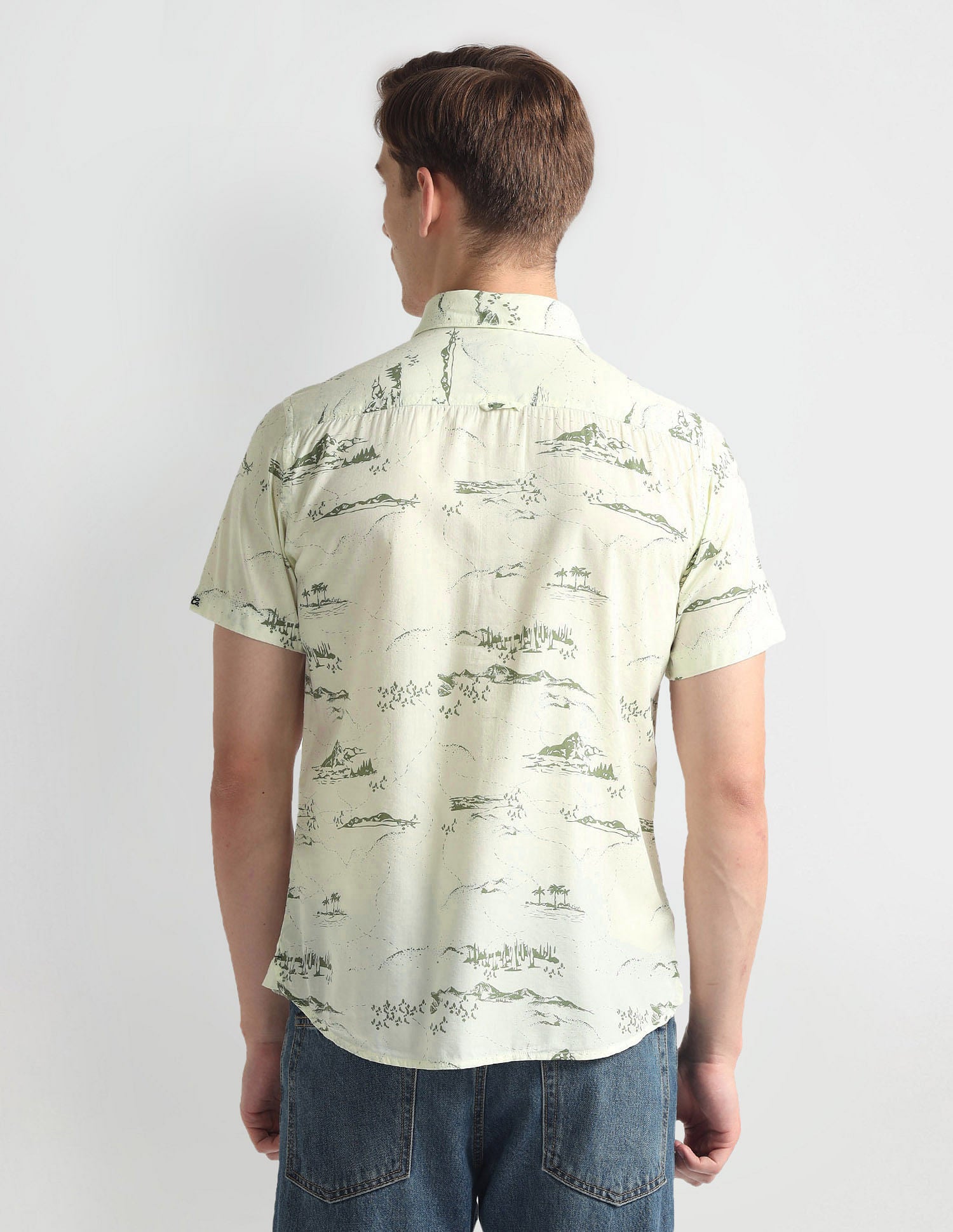 Graphic Print Slim Fit Shirt Ivory - U.S. Polo Assn. India | Large