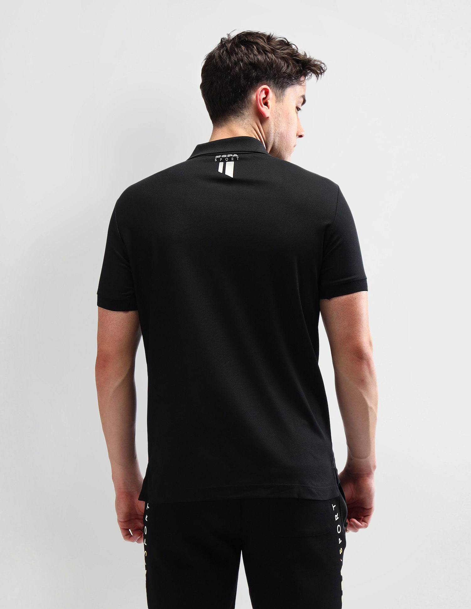Slim Fit Printed Polo Shirt Black - U.S. Polo Assn. India | Large