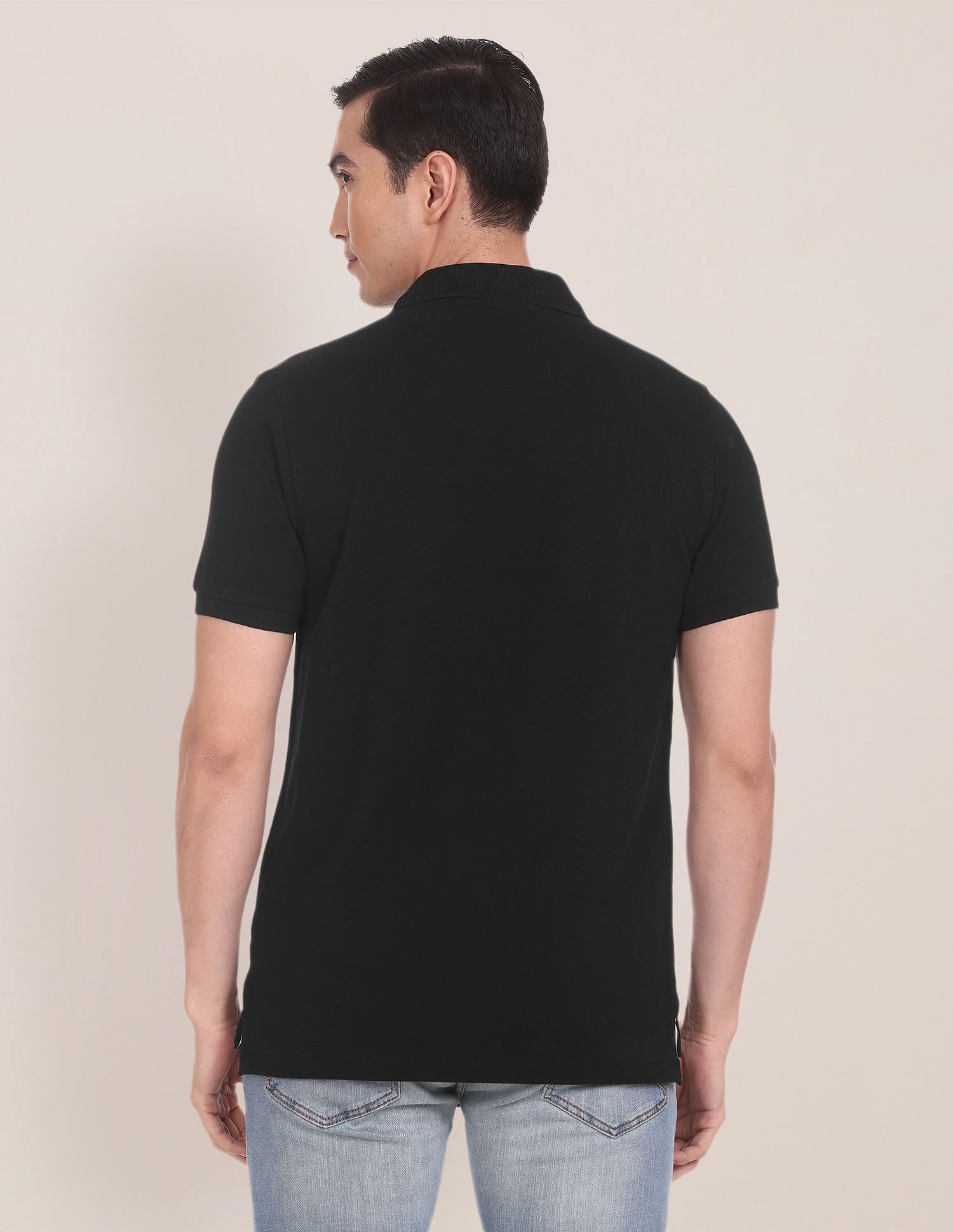 Compact Cotton Logo Polo Shirt Black - U.S. POLO ASSN. | Large