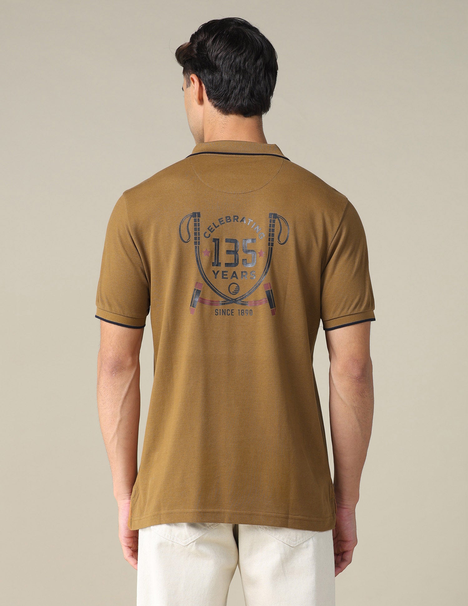 Graphic Printed Regular Fit Polo Shirt Light Beige - U.S. POLO ASSN. | Large