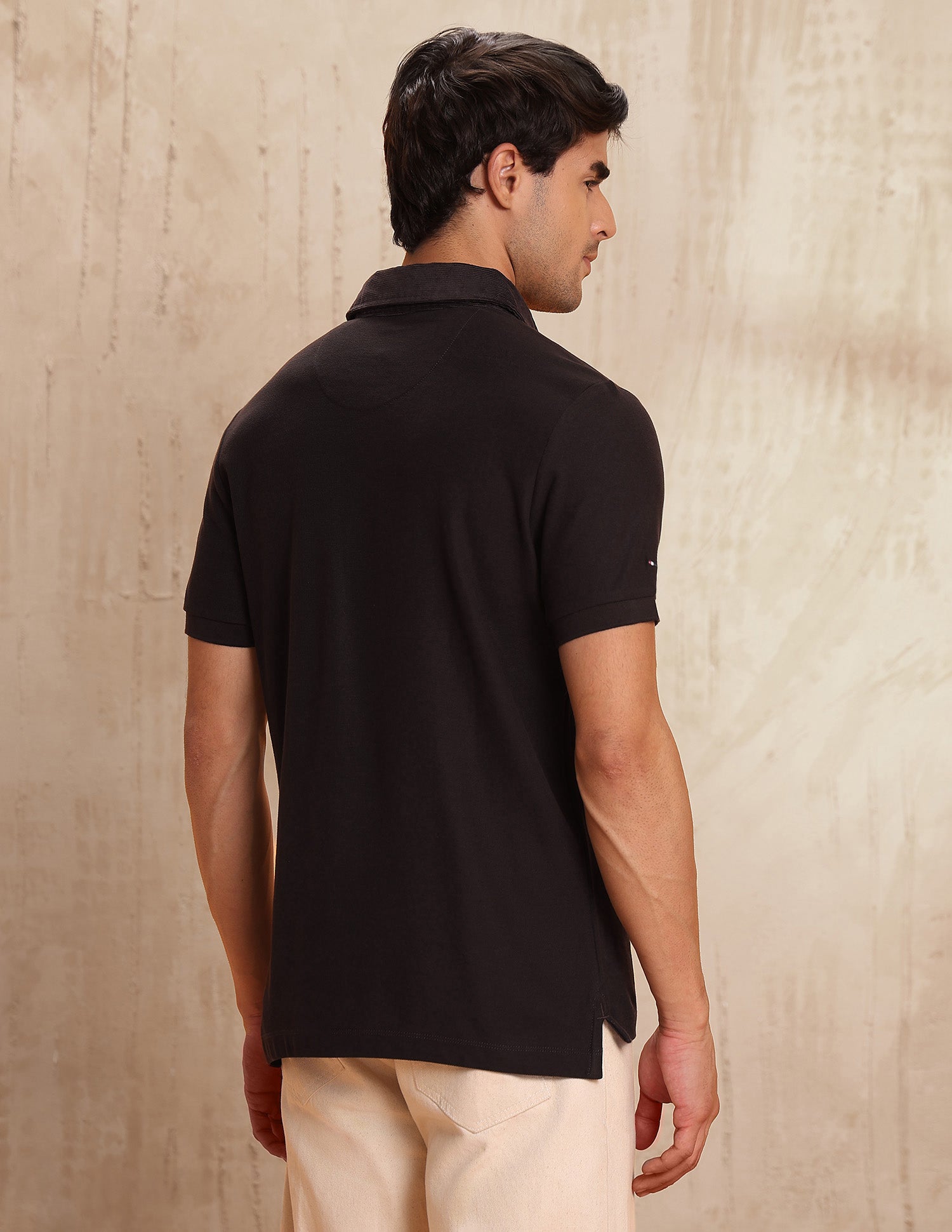 Textured Pure Cotton Polo Shirt Dark Brown - U.S. POLO ASSN. | Large