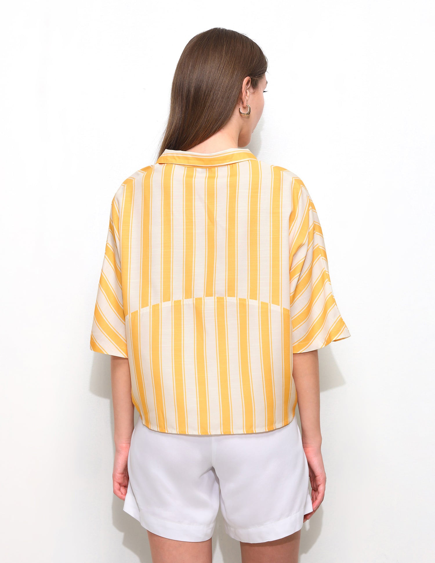 Vertical Striped Elbow Sleeve Top Yellow - U.S. Polo Assn. India | Large
