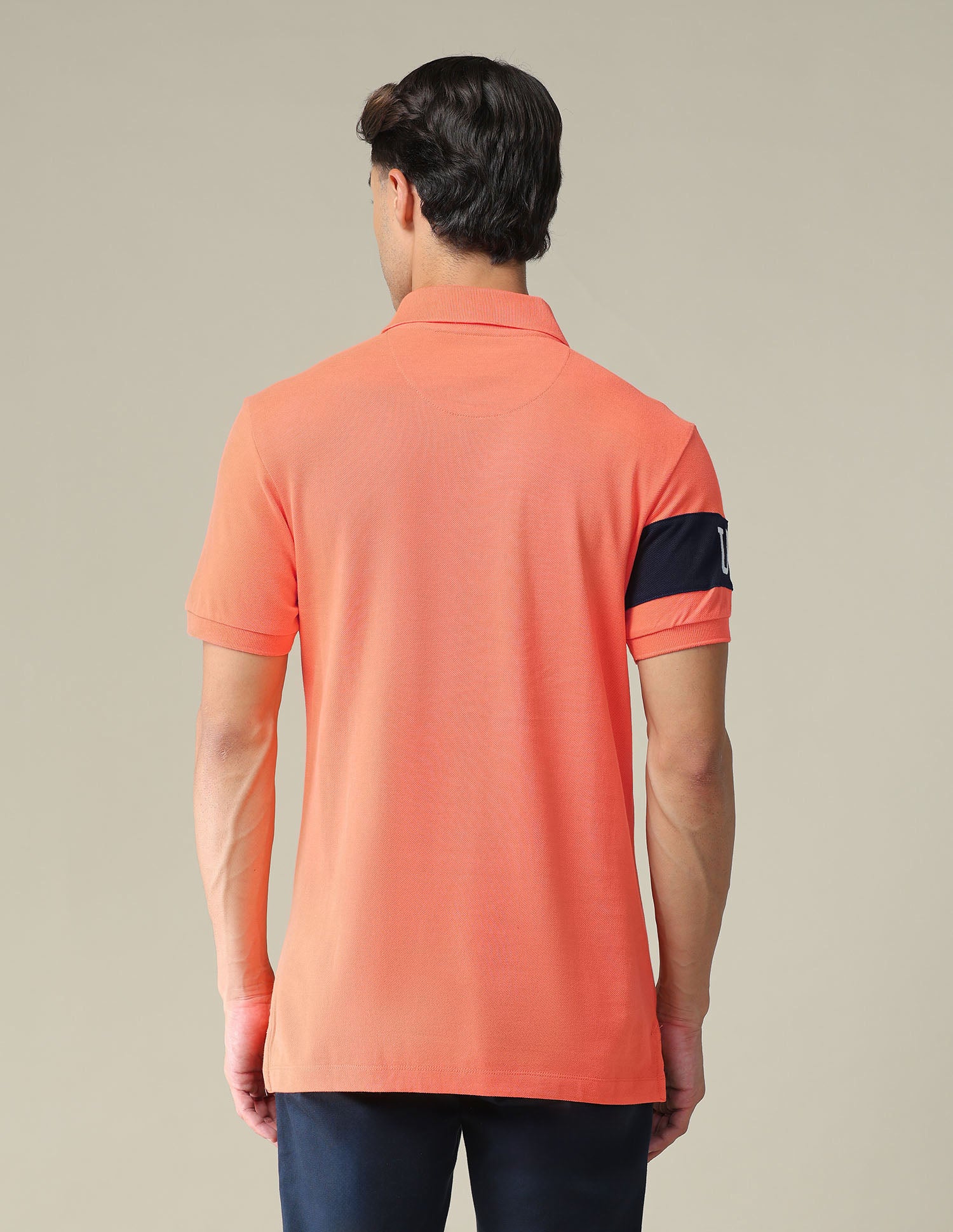 Solid Cotton Polo Shirt Orange - U.S. POLO ASSN. | Large