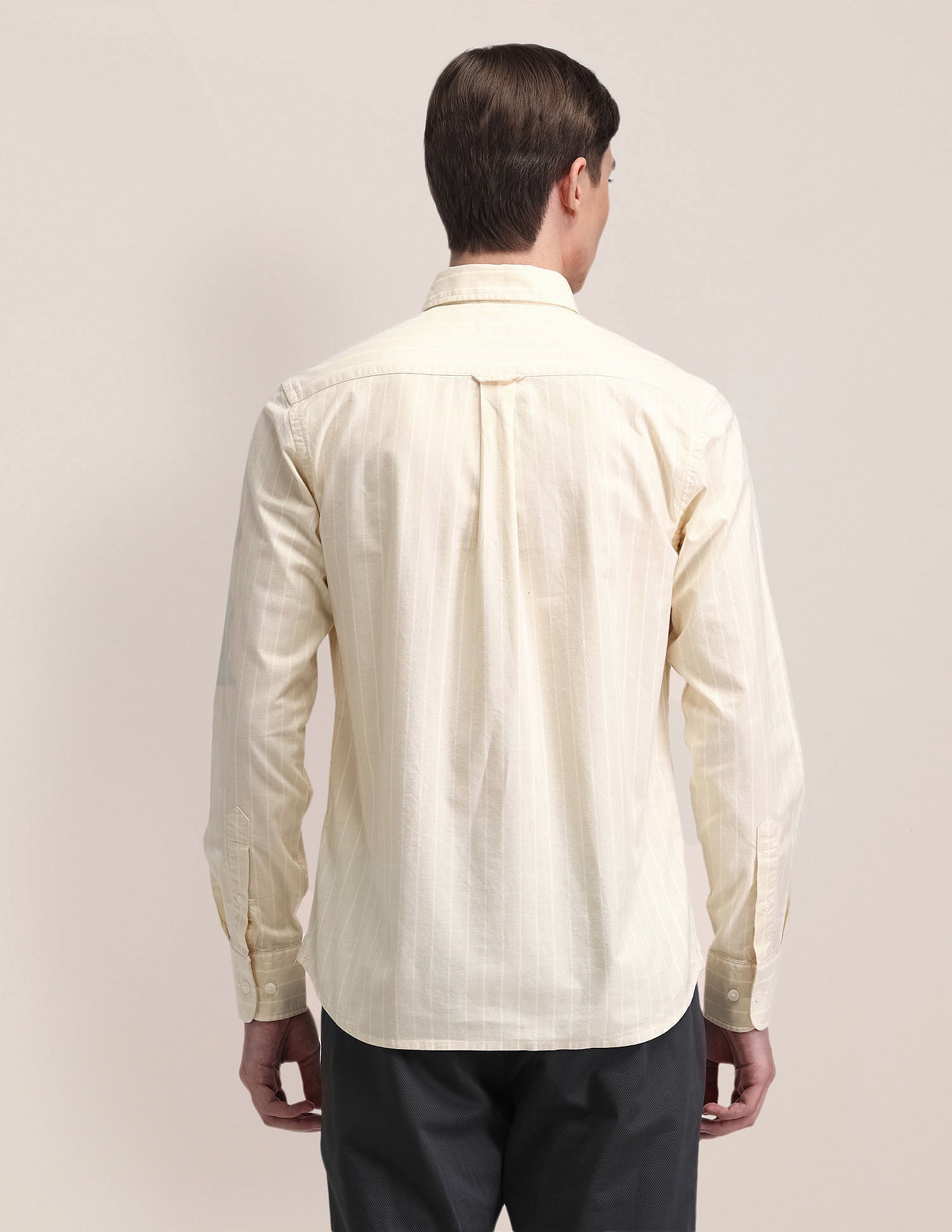 Vertical Stripe Tailored Fit Shirt Yellow - U.S. Polo Assn. India | Large