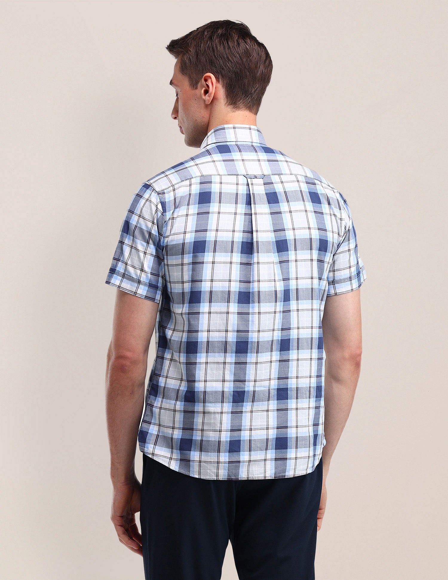 Tailored Fit Checked Shirt Blue - U.S. Polo Assn. India | Large