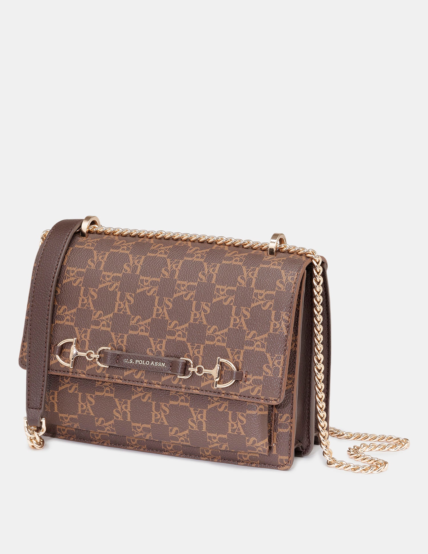 Women Cali Monogram Crossbody Bag Brown - U.S. Polo Assn. India | Large