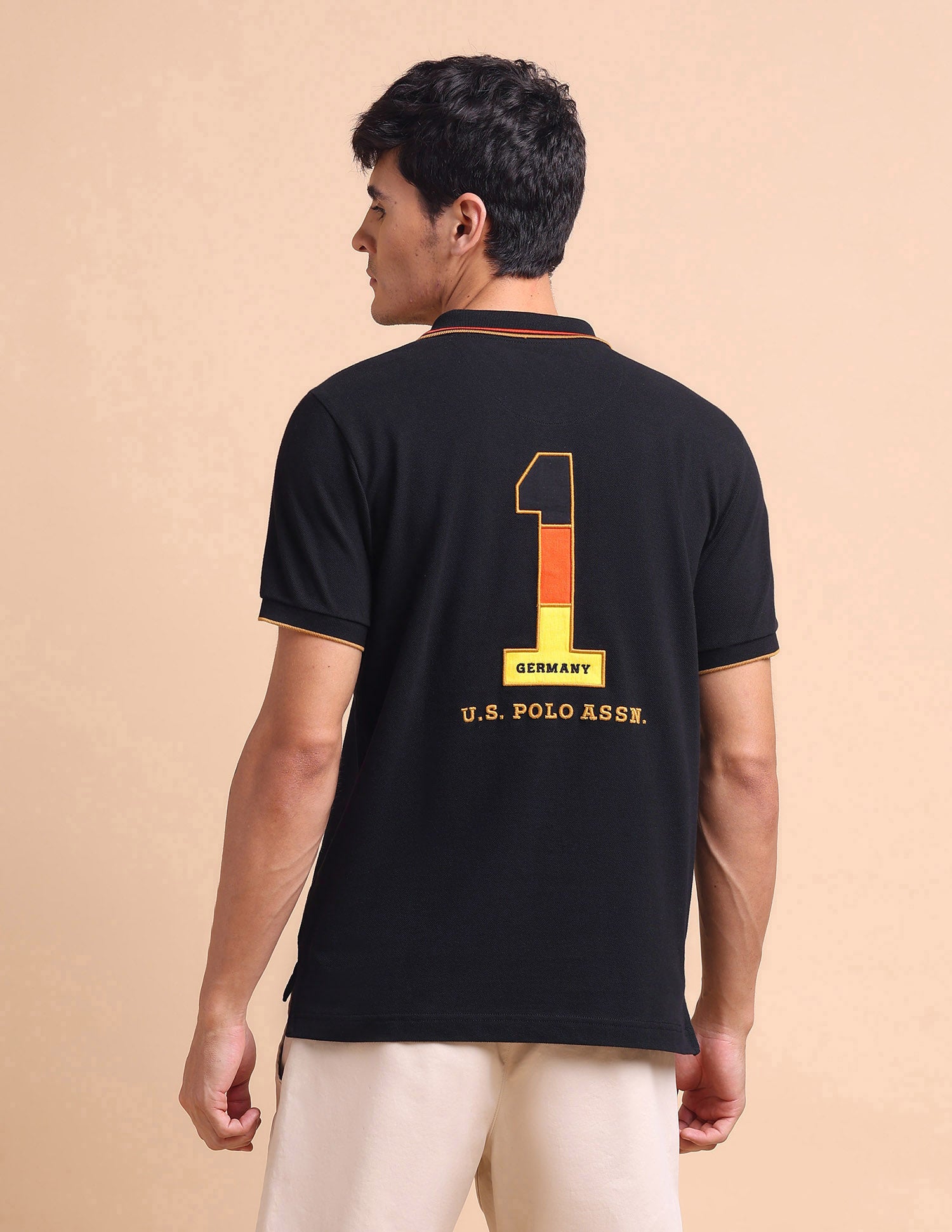 Slim Fit Iconic Number Polo Shirt Black - U.S. POLO ASSN. | Large