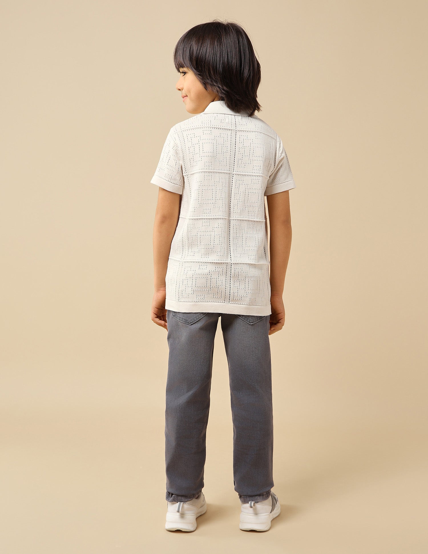 Boys Textured Regular Fit Polo Shirt Off-White - U.S. POLO ASSN. | Large