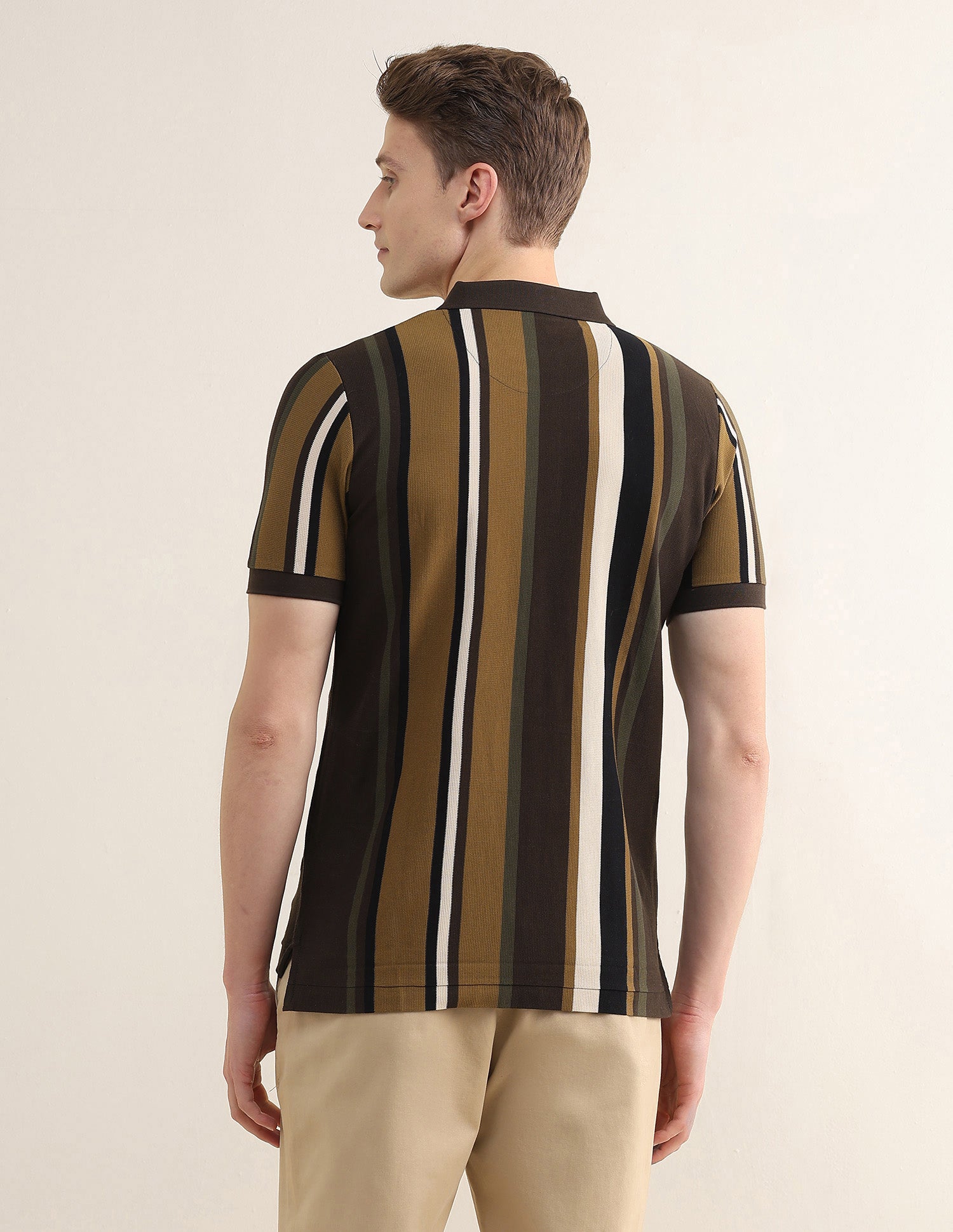 Vertical Striped Slim Fit Polo Shirt Olive - U.S. Polo Assn. India | Large