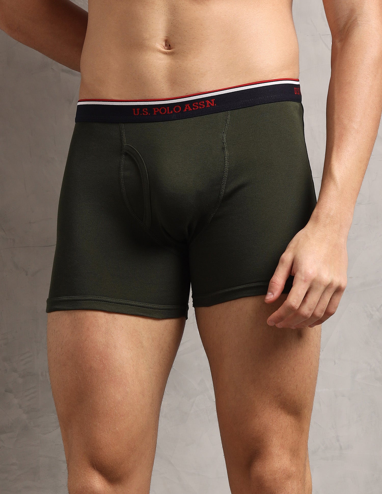 Breathable Soft Cotton I667-P1 Trunks - Pack Of 1 Olive - U.S. Polo Assn. India | Large