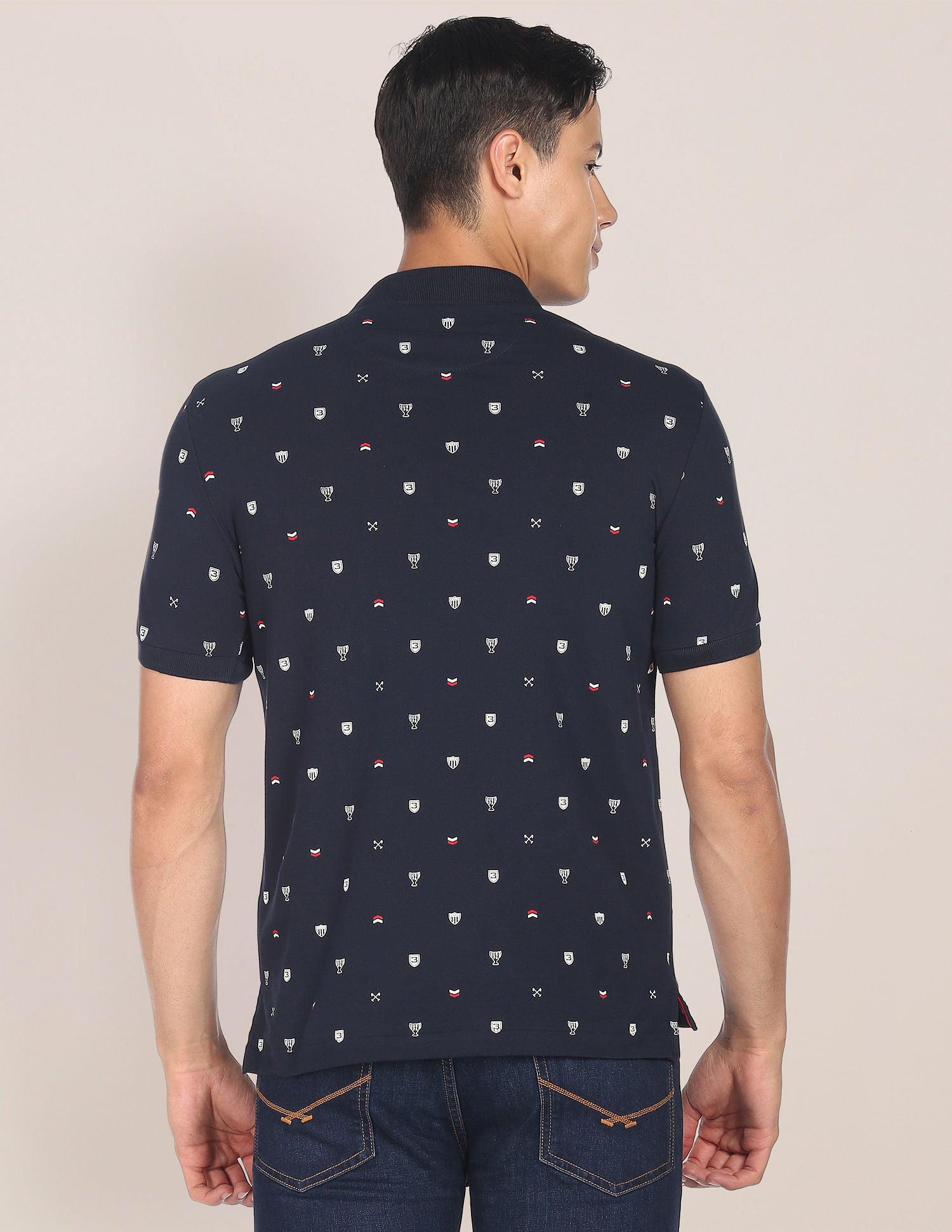 Graphic Print Cotton Polo Shirt Navy - U.S. POLO ASSN. | Large