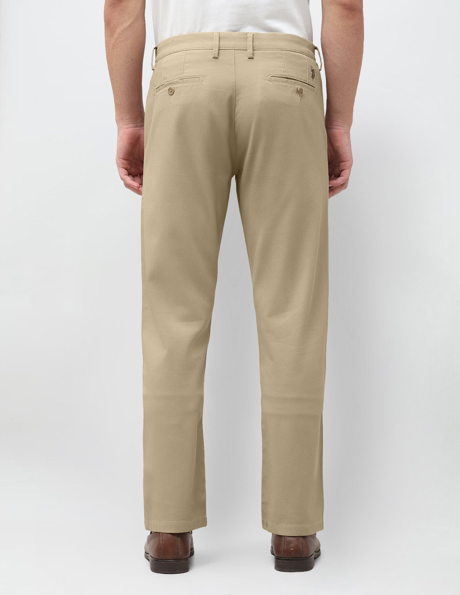 Riley Straight Fit Satin Trousers Khaki - U.S. Polo Assn. India | Large