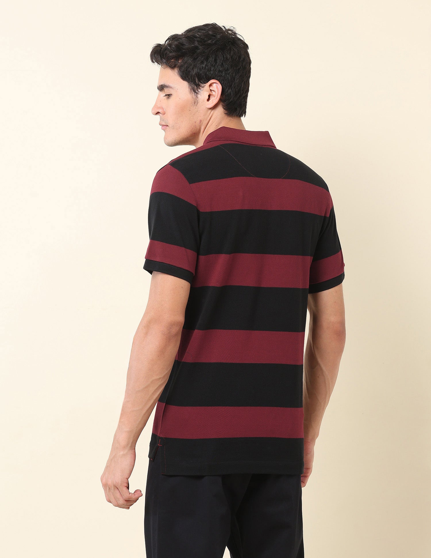 Horizontal Striped Classic Polo Shirt Wine - U.S. Polo Assn. India | Large