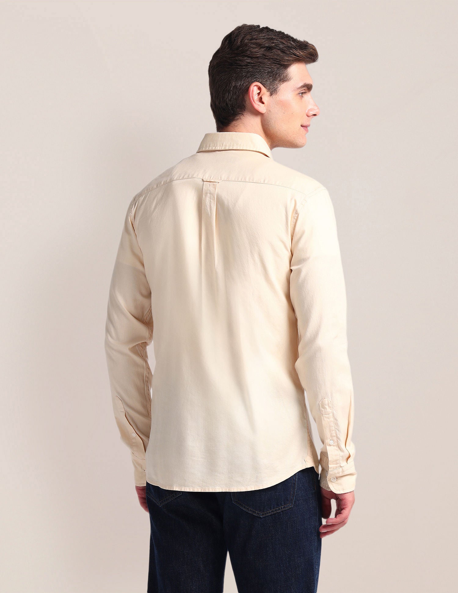 Solid Dobby Shirt Ivory - U.S. Polo Assn. India | Large