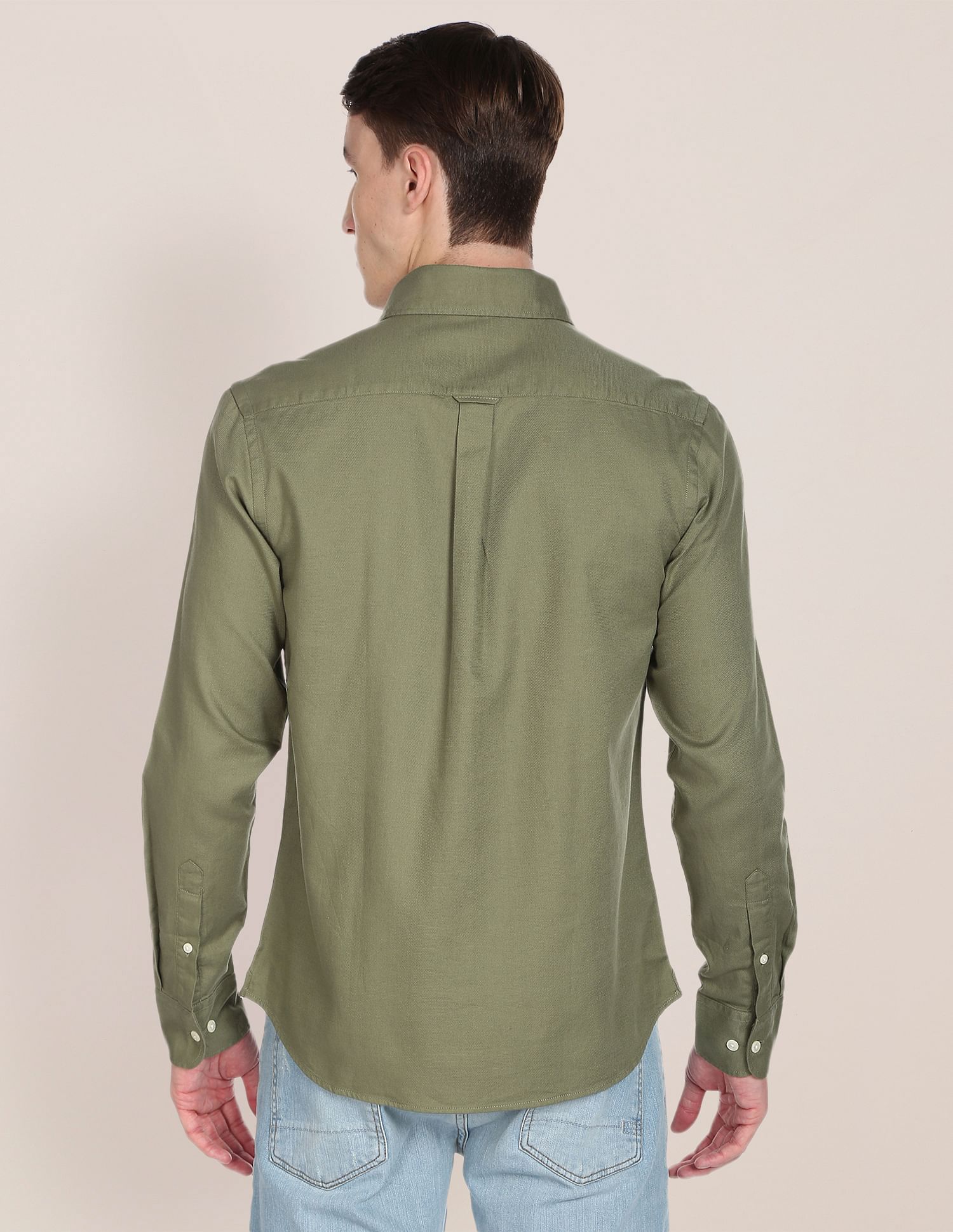 Dobby Solid Casual Shirt Olive - U.S. Polo Assn. India | Large