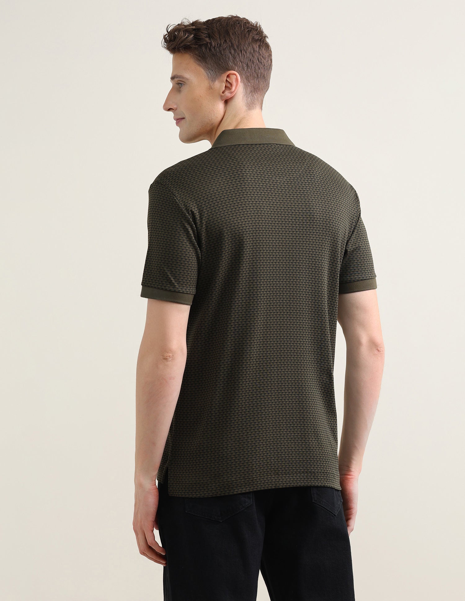 Geometric Printed Slim Fit Polo Shirt Olive - U.S. Polo Assn. India | Large