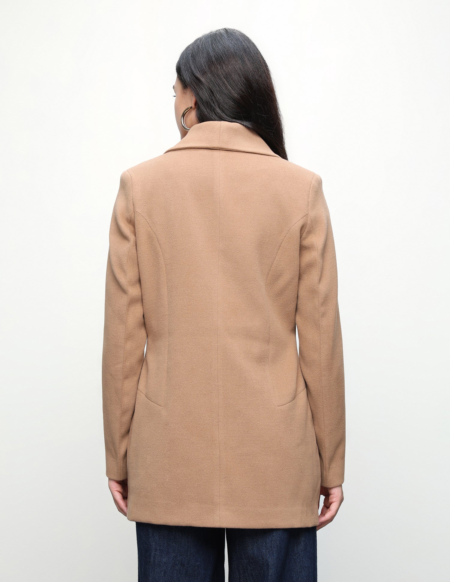 Solid Fitted Longline Jacket Light Brown - U.S. Polo Assn. India | Large
