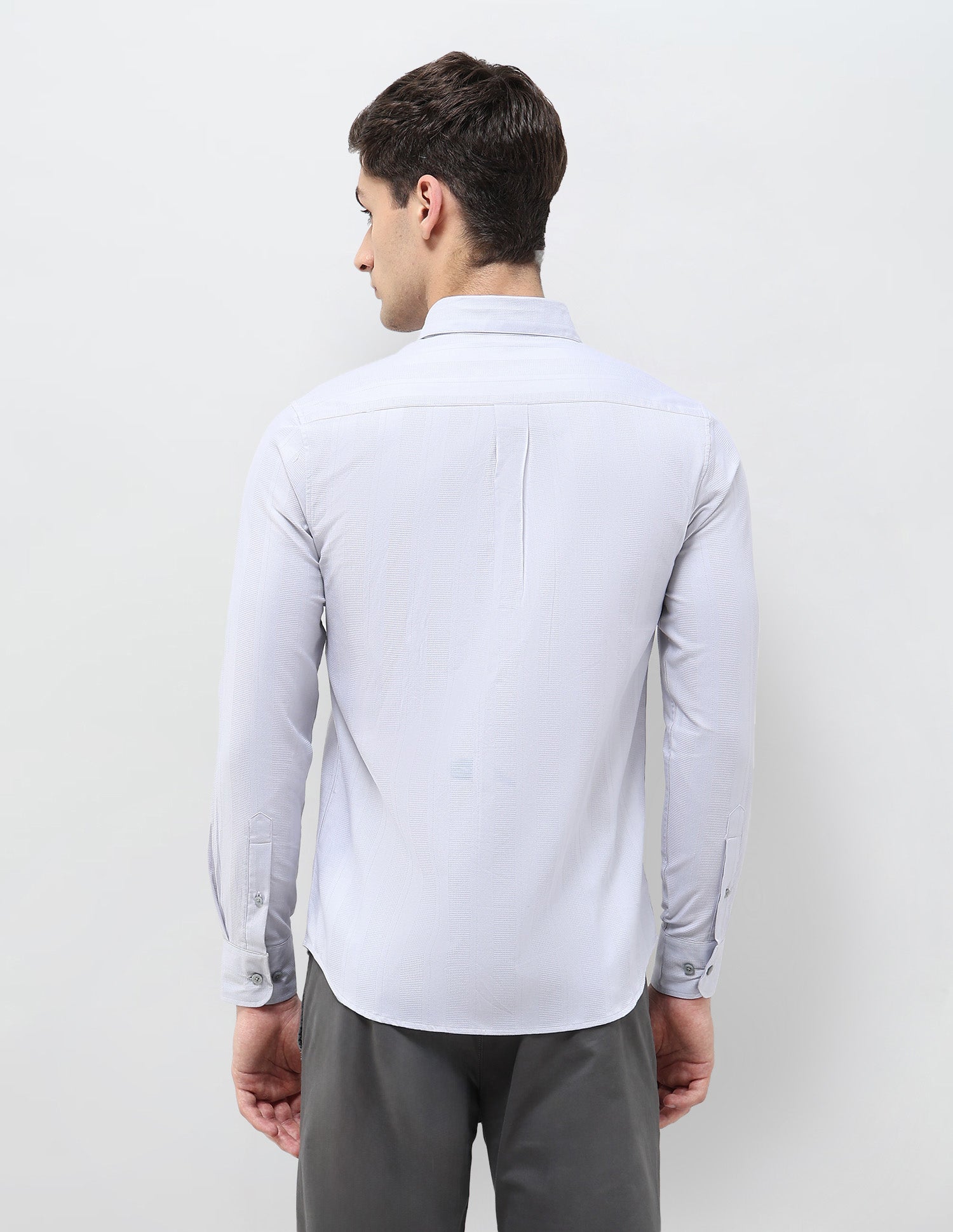 Textured Vertical Striped Regular Fit Shirt Grey - U.S. POLO ASSN. | Large