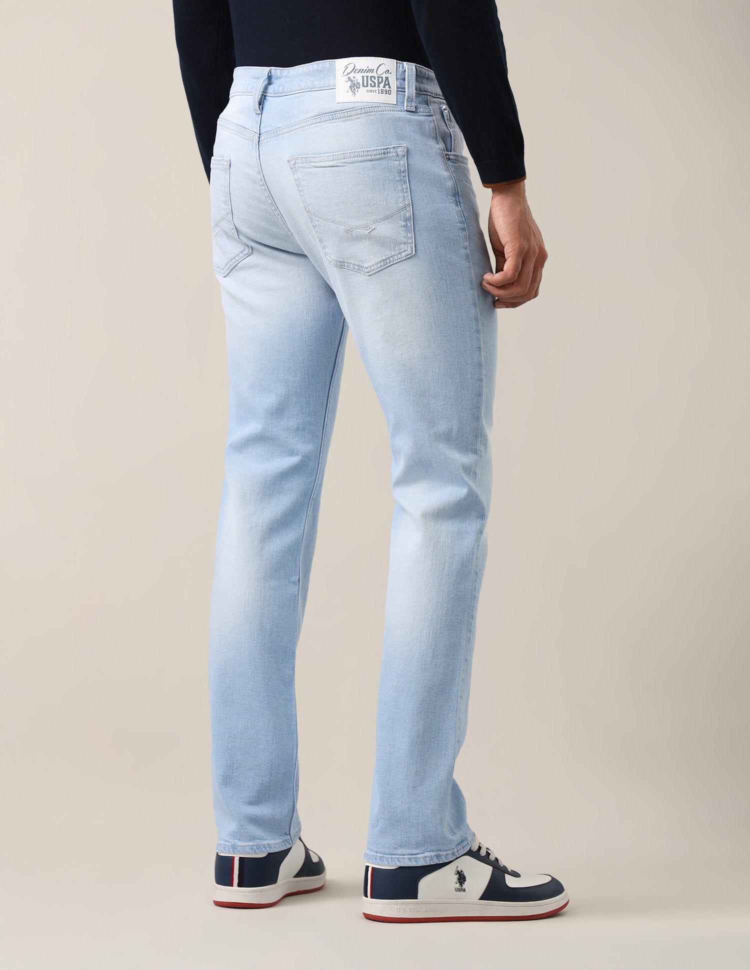 Harold Slim Straight Fit Blue Jeans Light Blue - U.S. Polo Assn. India | Large