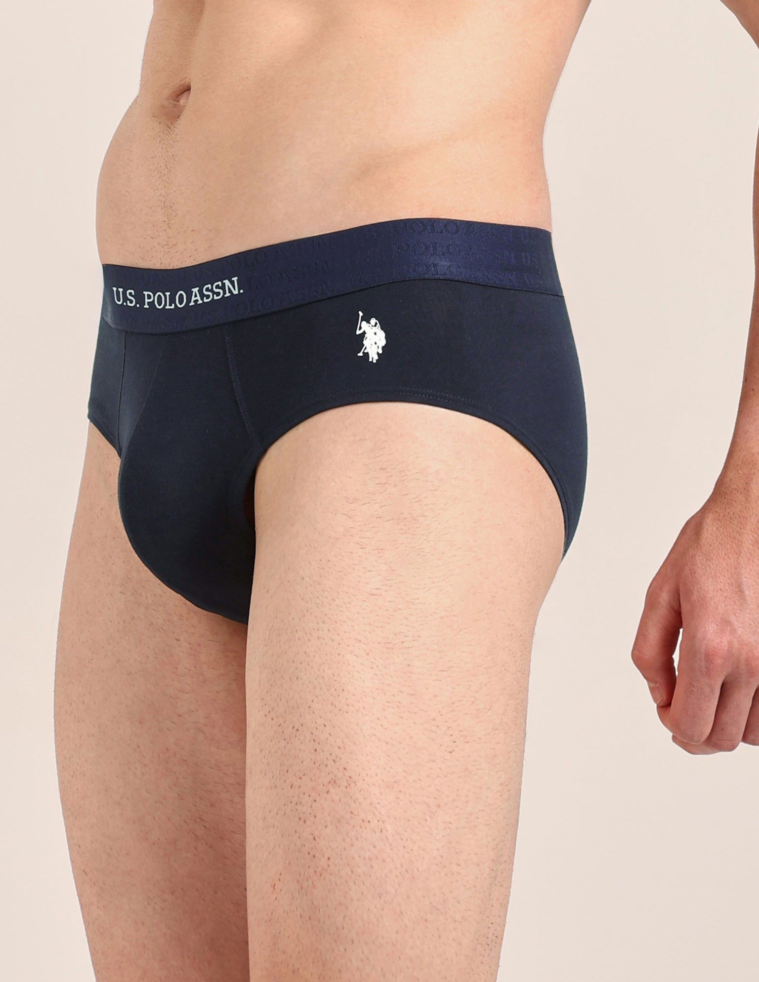 Antibacterial Dual Layered OEB21 Brief - Pack Of 2 Oatmeal /Navy - U.S. Polo Assn. India | Large