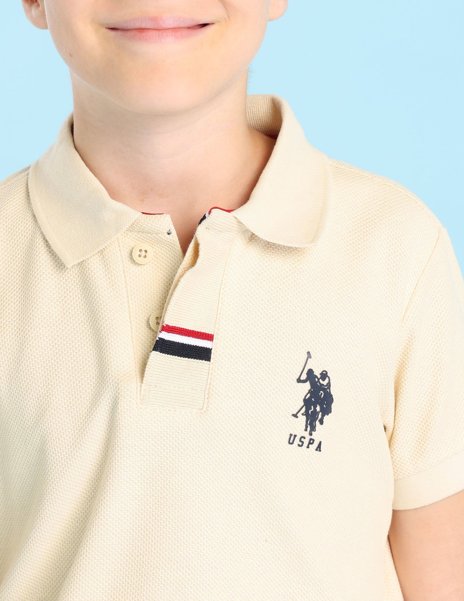 Boys Solid Regular Fit Polo Shirt Beige - U.S. POLO ASSN. | Large