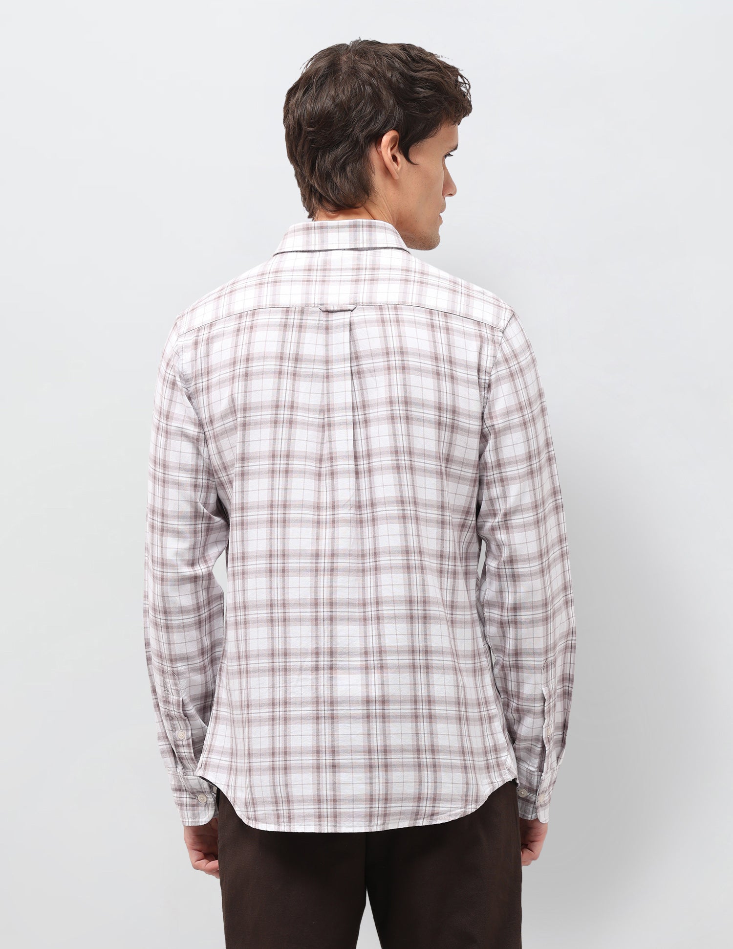 Tartan Checked Oxford Shirt Light Brown - U.S. Polo Assn. India | Large