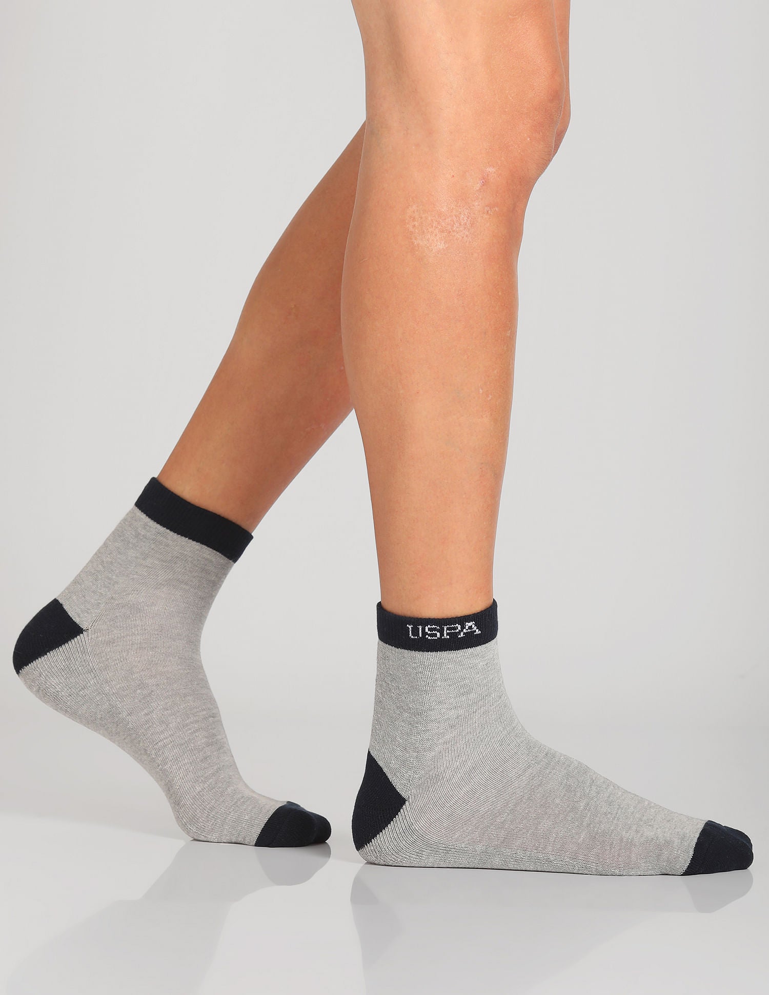 Ankle Length Terry Finish ES005 Socks - Pack Of 3 Grey, Anthra Melange and Black - U.S. POLO ASSN. | Large