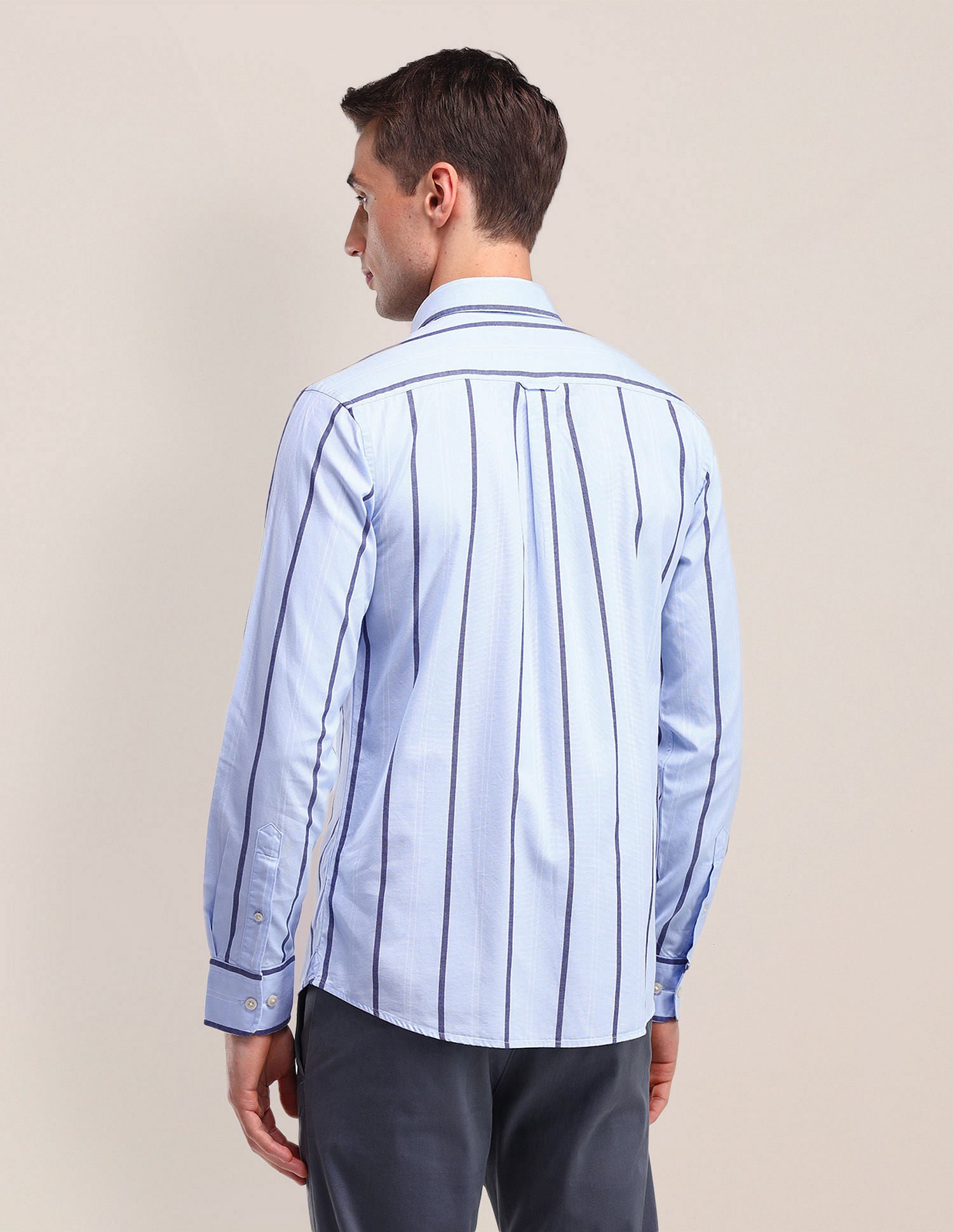 Tailored Fit Cotton Striped Shirt Blue - U.S. Polo Assn. India | Large