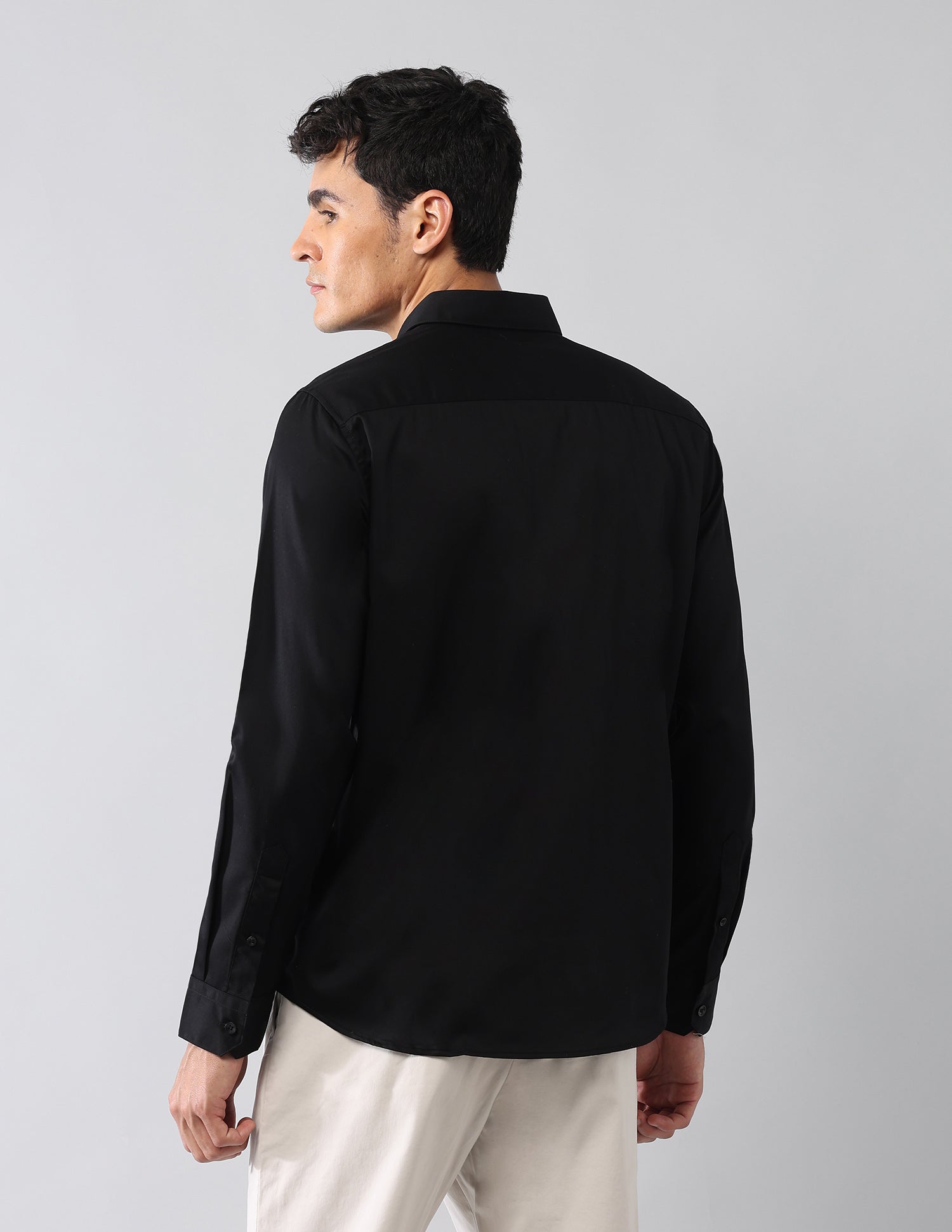 Solid Satin Regular Fit Shirt Black - U.S. Polo Assn. India | Large