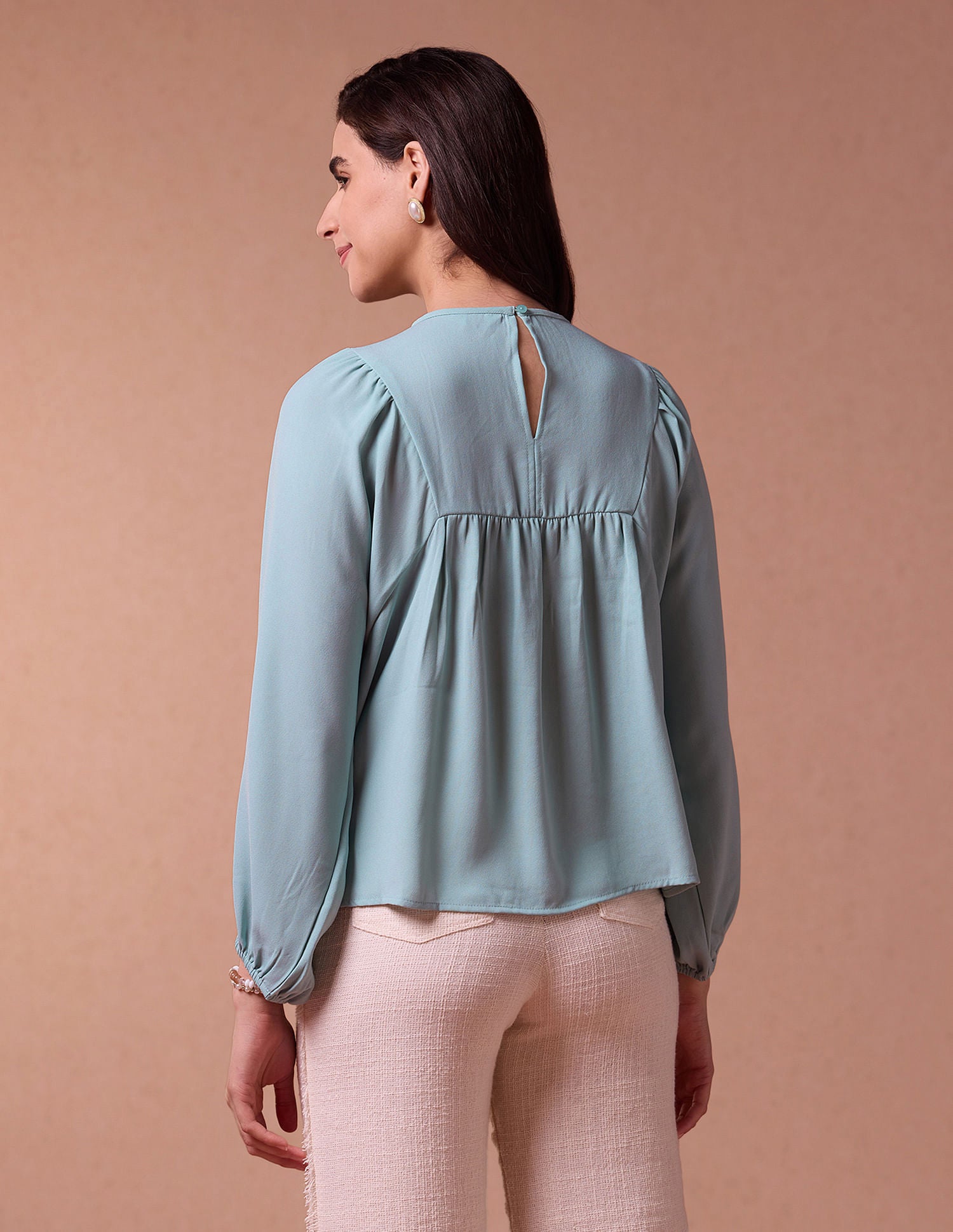 Loose Fit Lace Yoke Top Teal - U.S. POLO ASSN. | Large