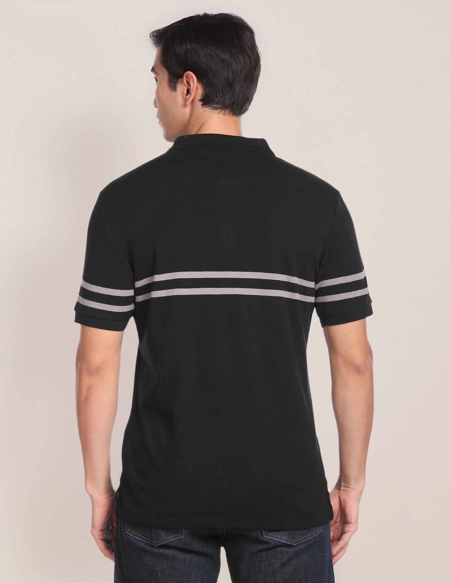 Signature Stripe Slim Fit Polo Shirt Black - U.S. POLO ASSN. | Large