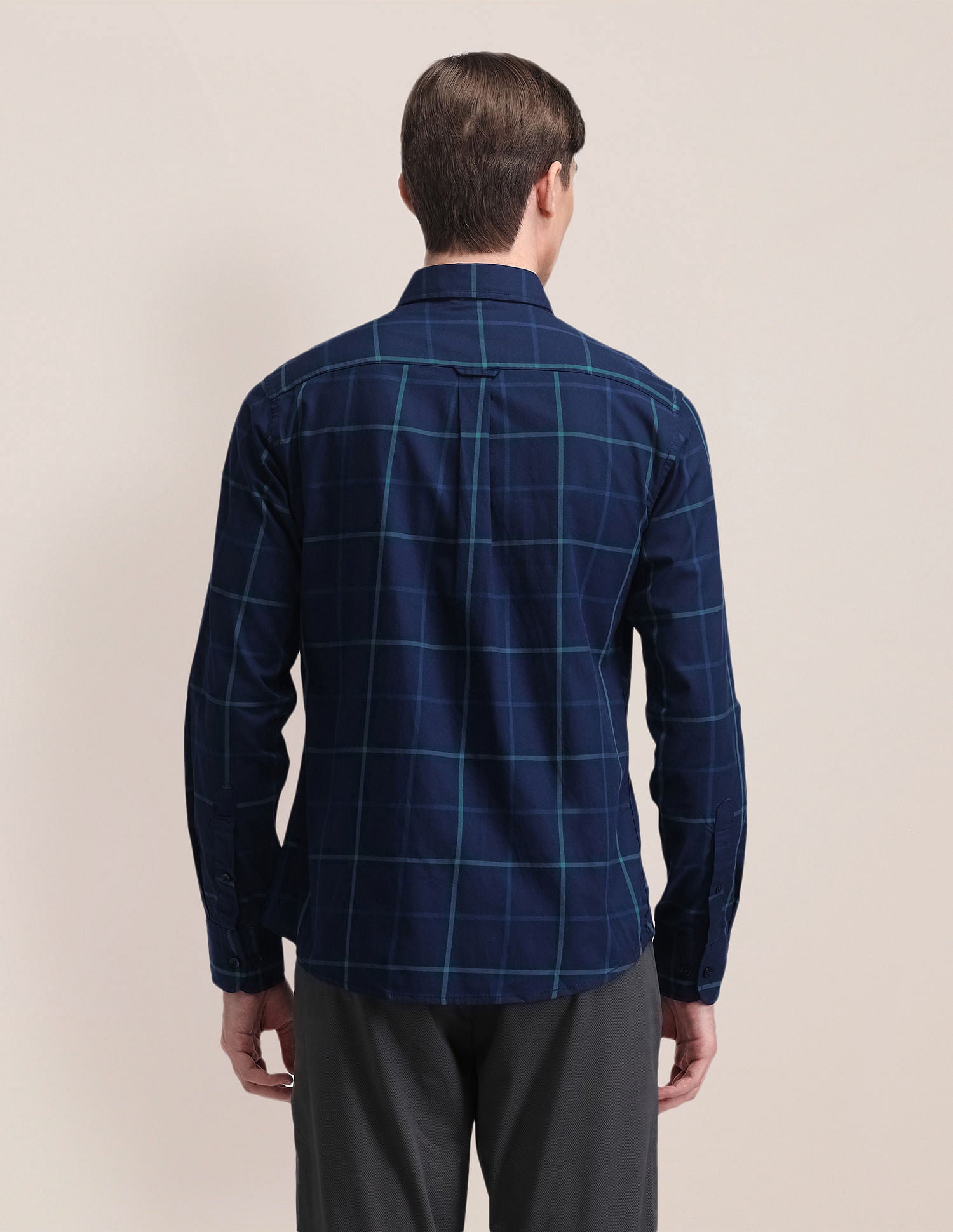 Windowpane Checked Tailored Fit Shirt Navy - U.S. Polo Assn. India | Large