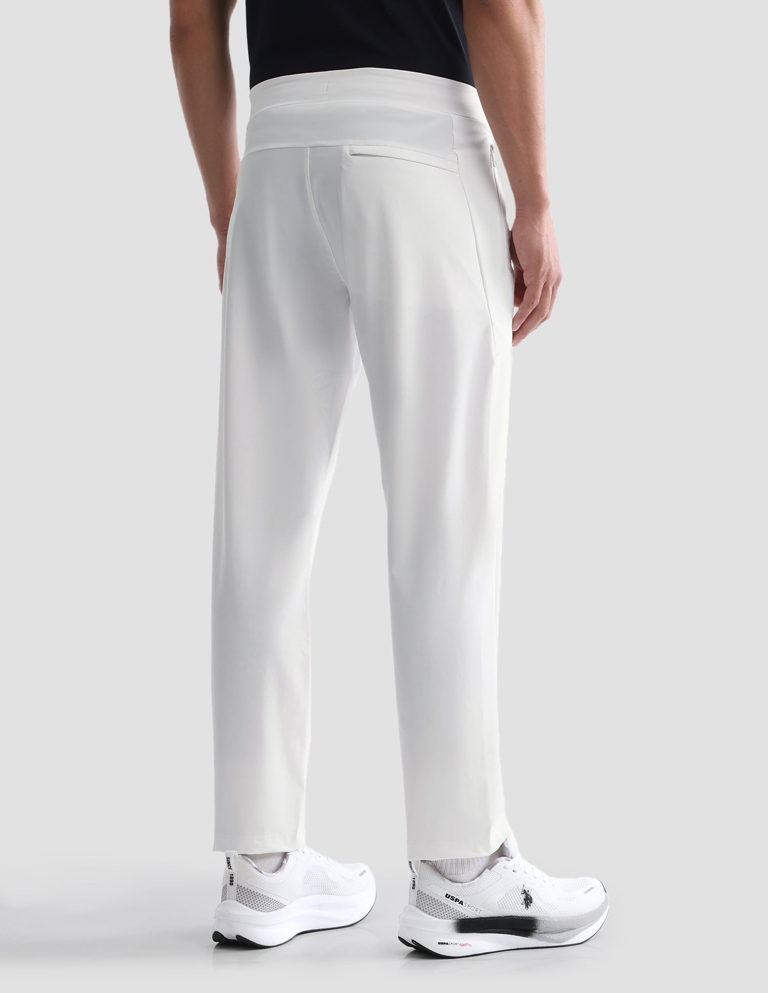 Slim Fit Mid Rise Active Track Pants Off White - U.S. Polo Assn. India | Large