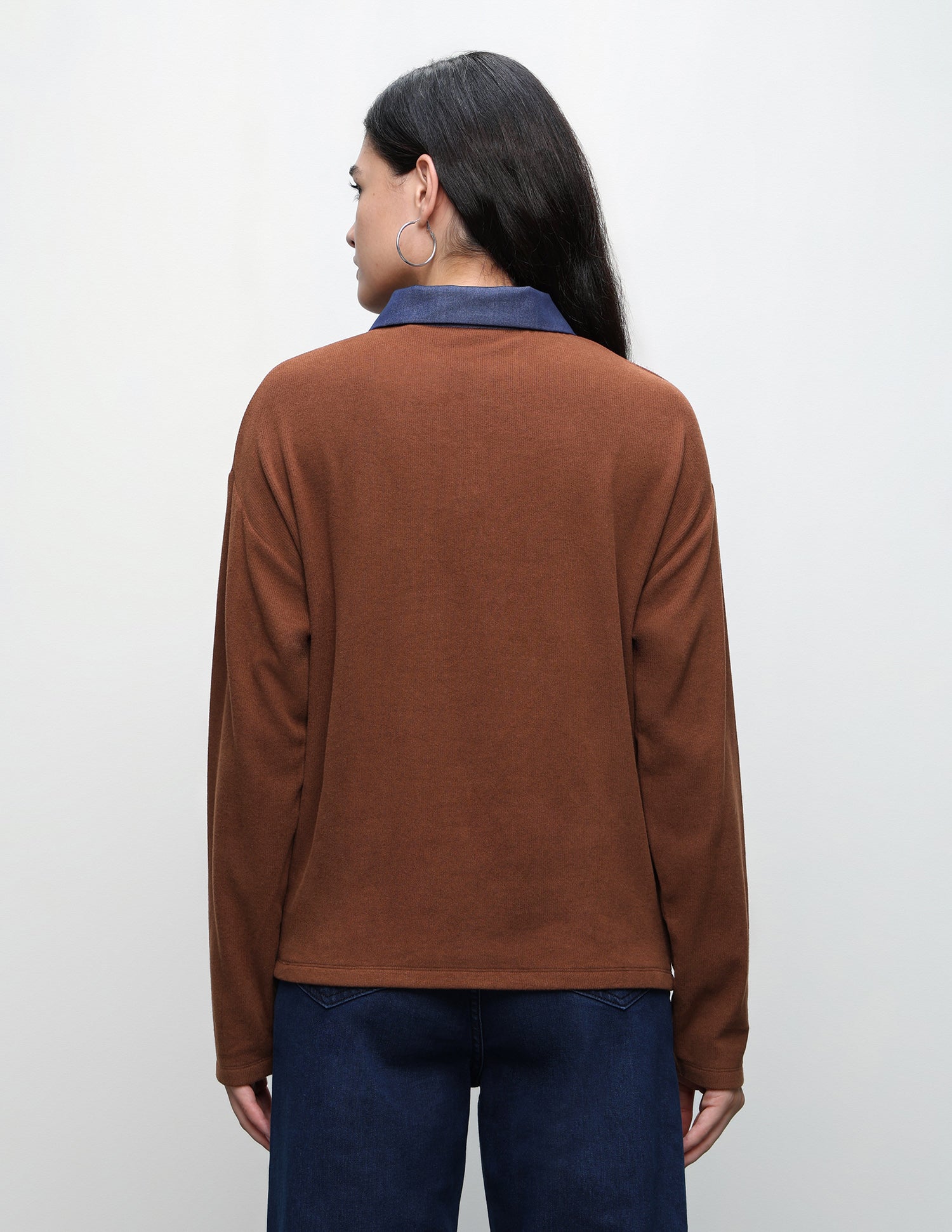 Solid Regular Fit Sweater Brown - U.S. Polo Assn. India | Large