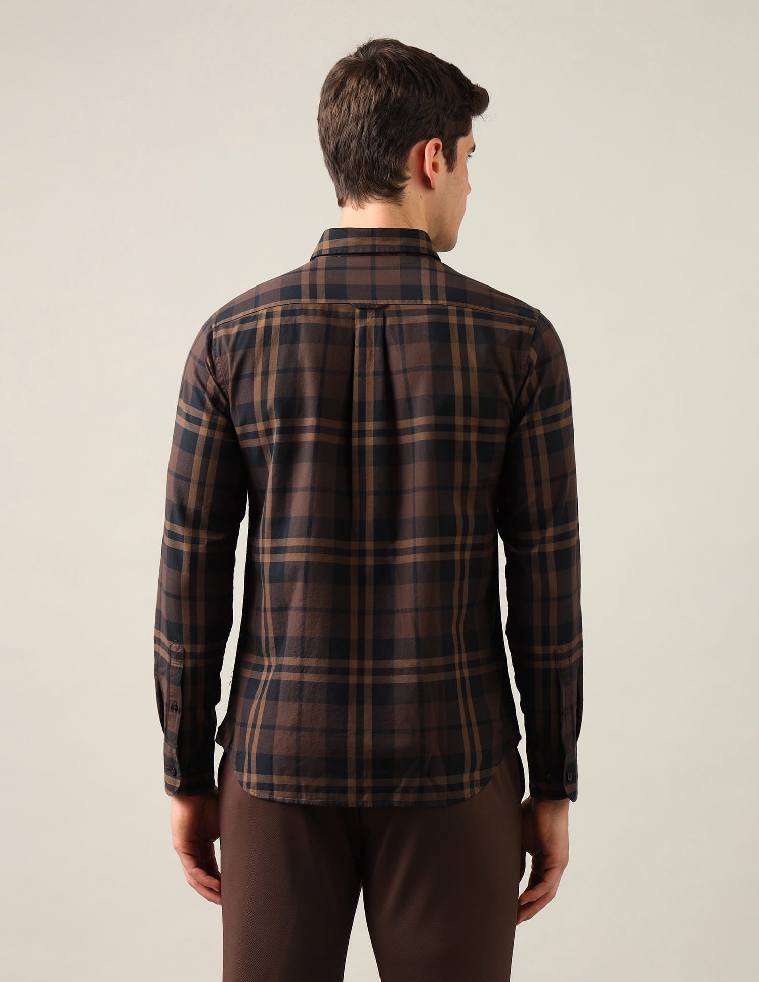 Grid Tattersall Checked Regular Fit Shirt Brown - U.S. Polo Assn. India | Large
