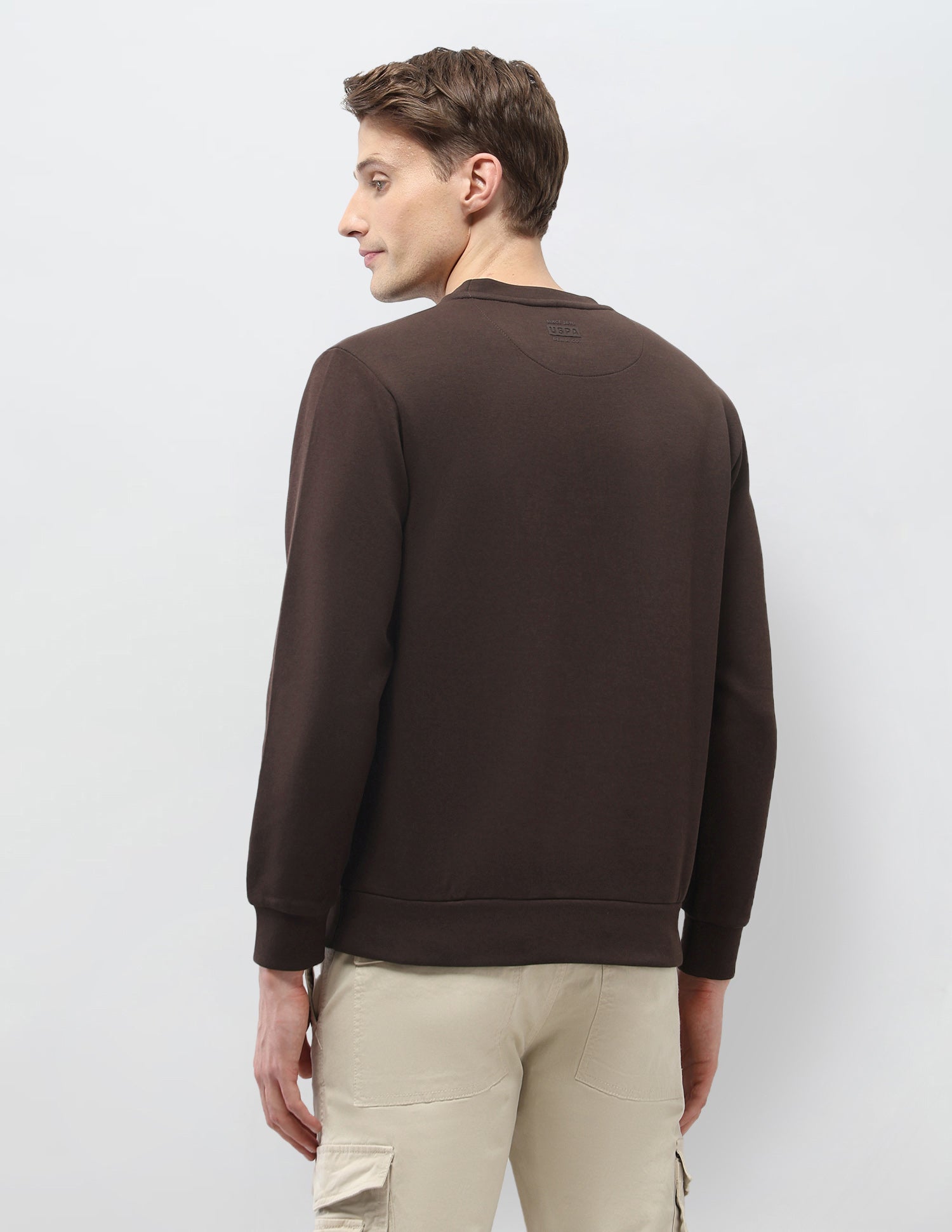 Solid Regular Fit Sweatshirt Dark Brown - U.S. Polo Assn. India | Large