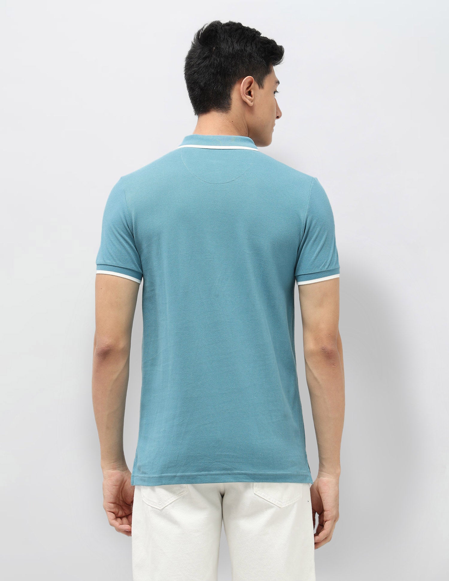 Pure Cotton Muscle Fit Polo Shirt Light Blue - U.S. Polo Assn. India | Large