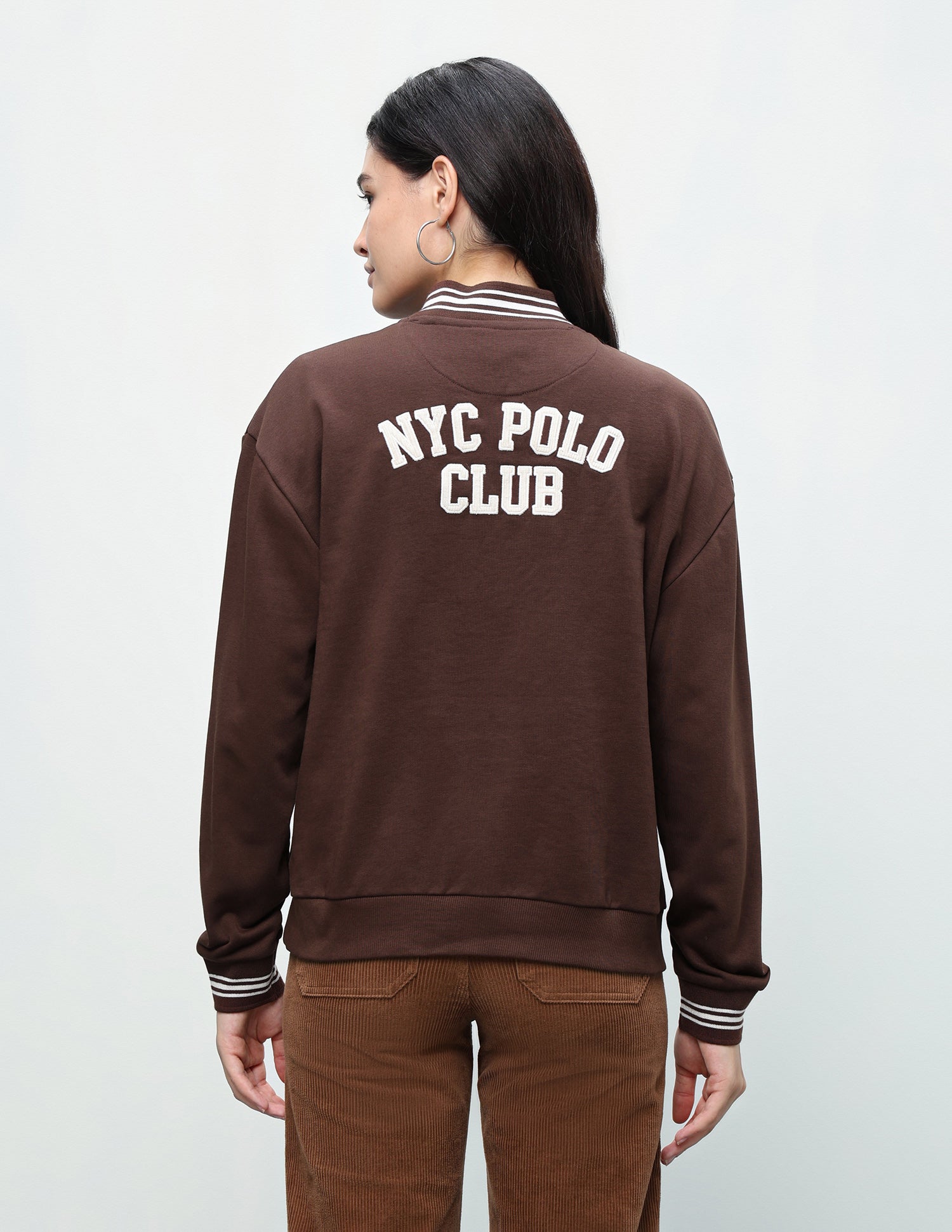 Typographic Applique Relaxed Fit Sweatshirt Dark Brown - U.S. Polo Assn. India | Large