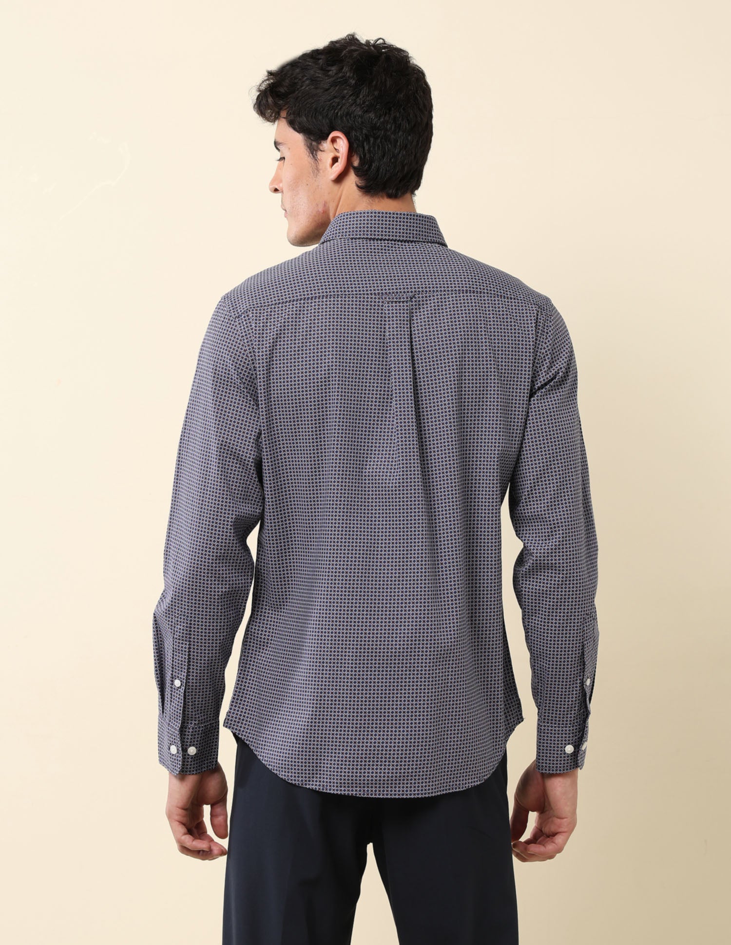Geometric Printed Tailored Fit Shirt Navy - U.S. Polo Assn. India | Large