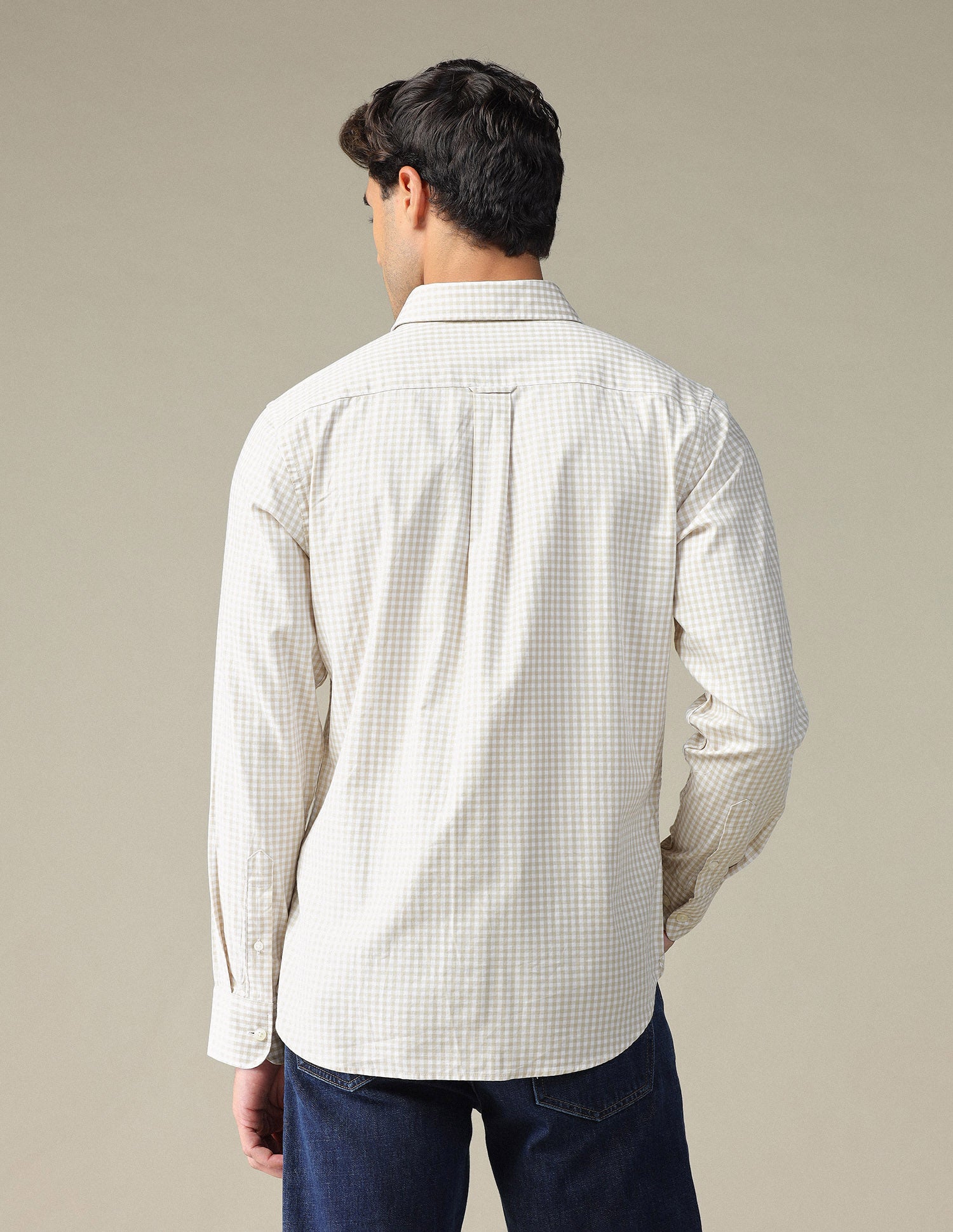 Pure Cotton Gingham Checked Shirt Beige - U.S. POLO ASSN. | Large