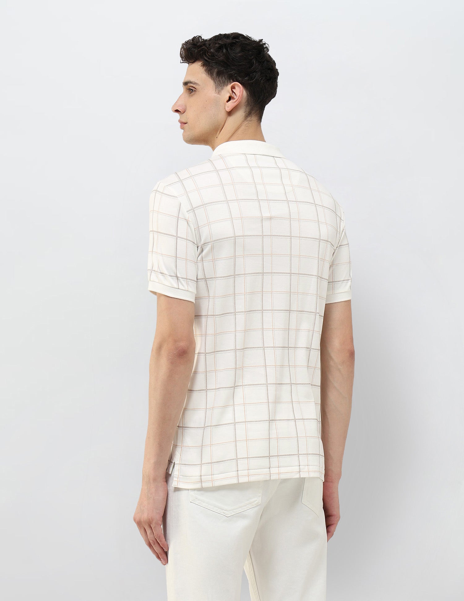 Checked Slim Fit Polo Shirt Off White - U.S. POLO ASSN. | Large