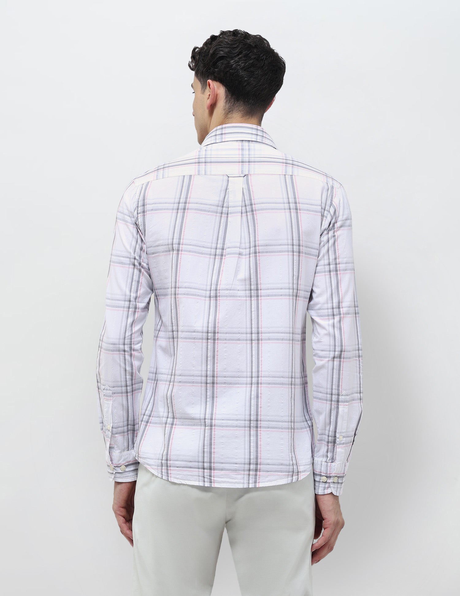Seersucker Tailored Fit Shirt Light Grey - U.S. Polo Assn. India | Large