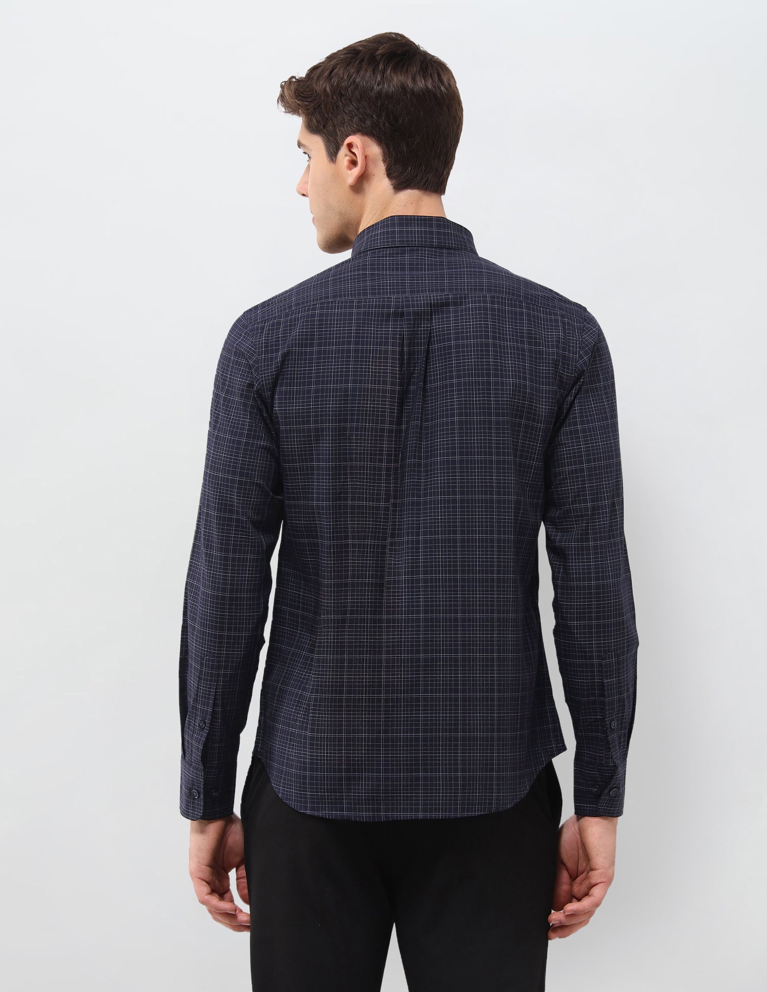 Grid Tattersall Checked Tailored Fit Shirt Navy - U.S. Polo Assn. India | Large