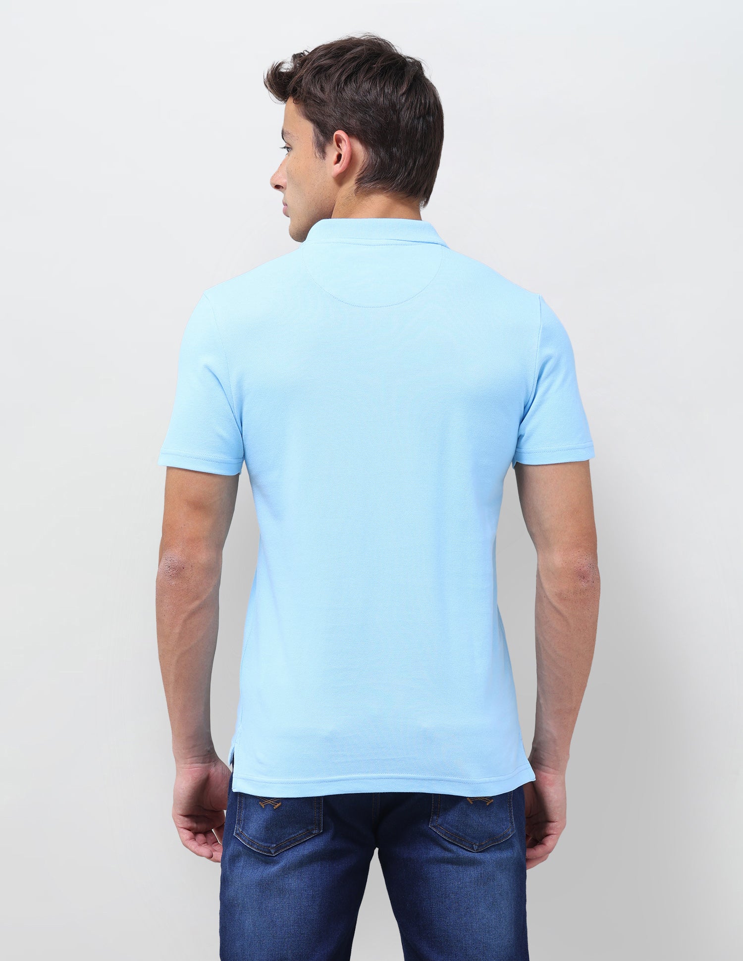 Solid Slim Fit Polo Shirt Light Blue - U.S. Polo Assn. India | Large