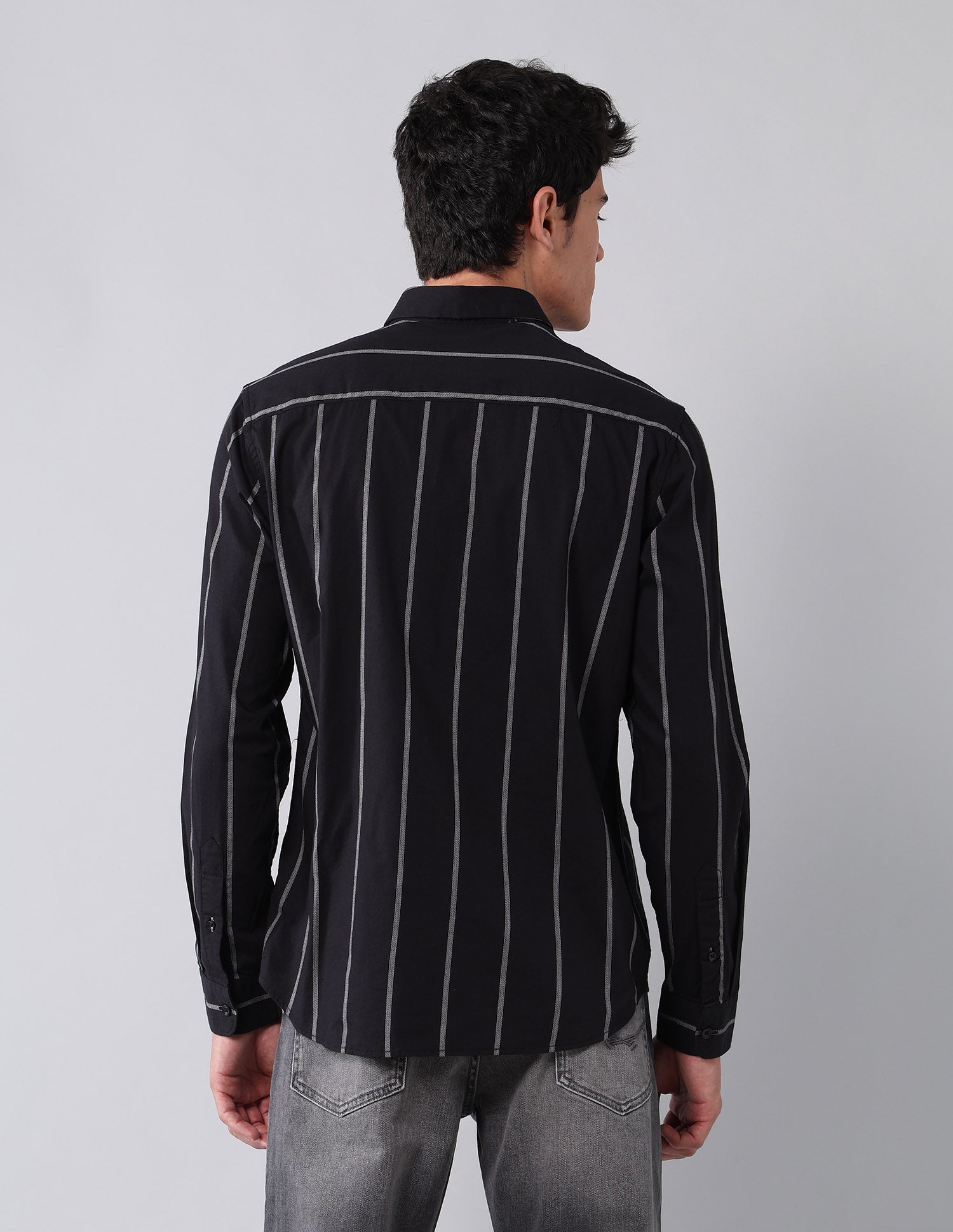 Vertical Striped Dobby Shirt Black - U.S. Polo Assn. India | Large